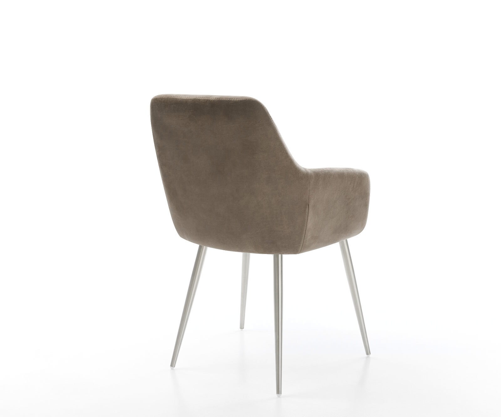 Eetkamerstoel Pejo-Flex microvelours taupe vintage 4-poot conisch roestvrij staal pocketveer kern 5