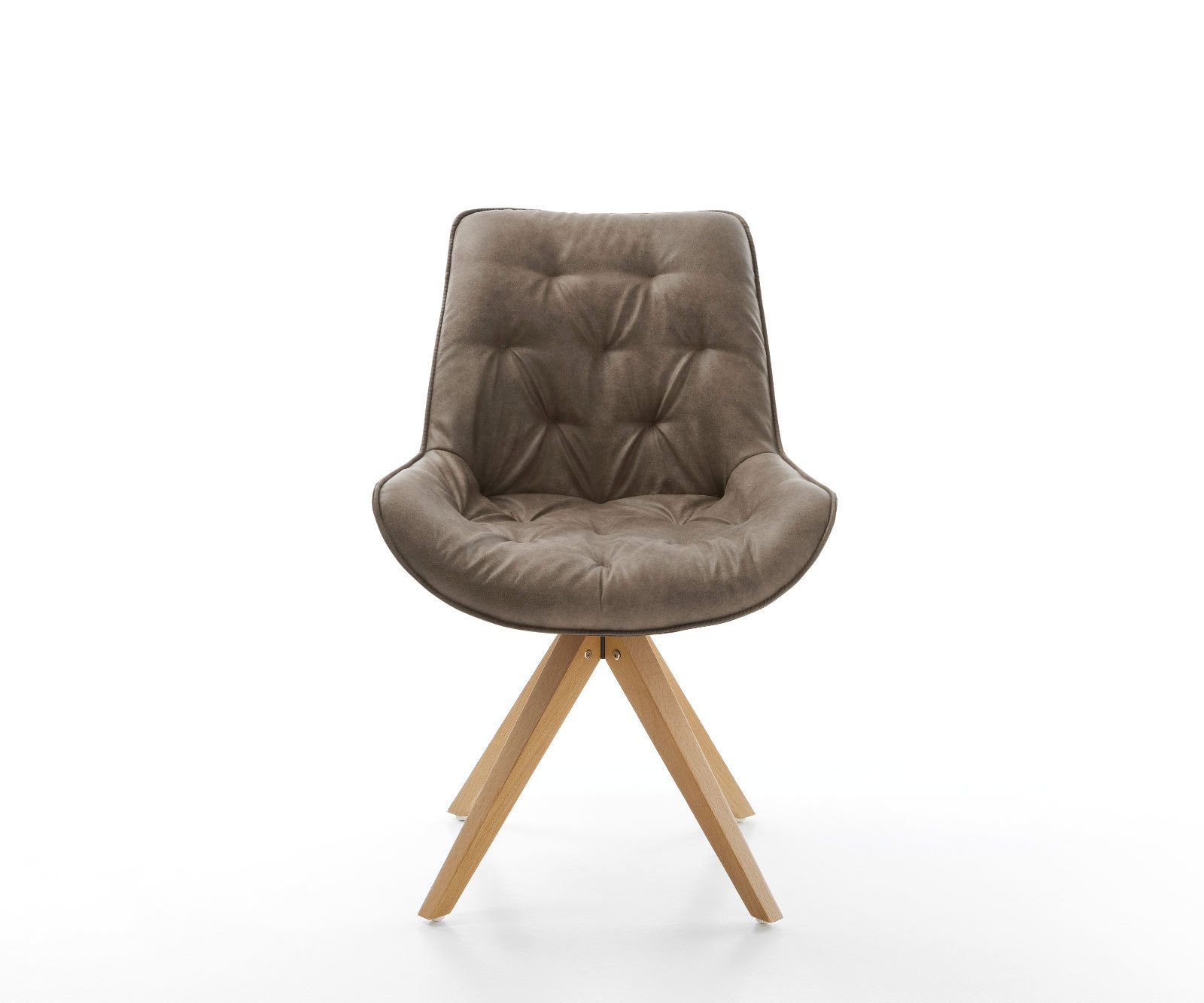 Eetkamerstoel Taimi-Flex microvelours taupe vintage houten frame hoekig natuur 2 Eetkamerstoel Taimi-Flex microvelours taupe vintage houten frame hoekig natuur 2