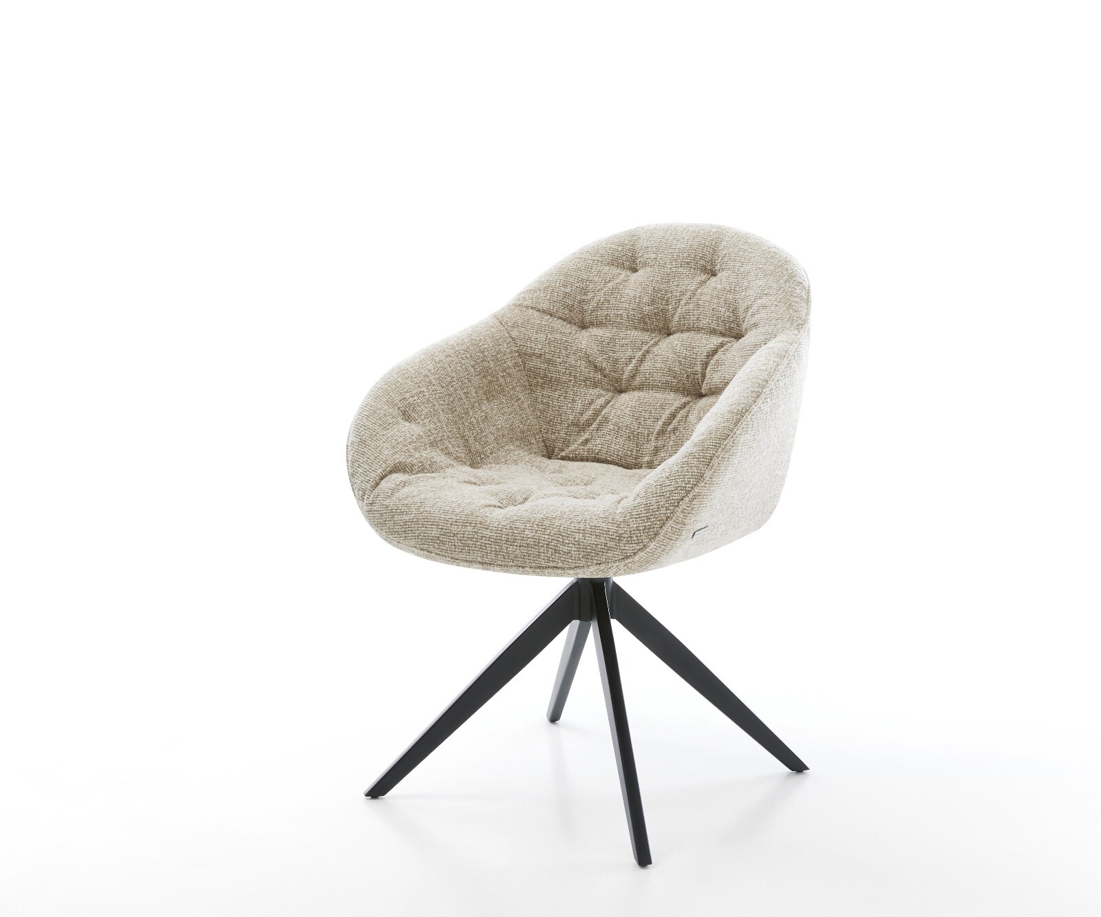 Draaistoel Gaio-Flex geweven stof beige kruisframe breed zwart 360° draaibaar rocker-functie 1