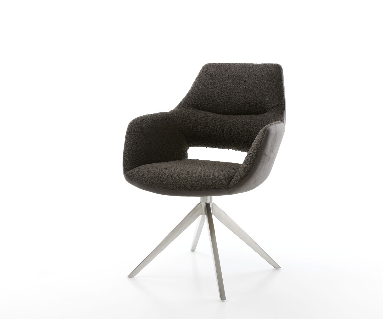 Draaistoel Yago-Flex met armleuning materiaalmix zwart kruisframe breed roestvrij staal 360° draaibaar rocker-functie pocketveer kern
