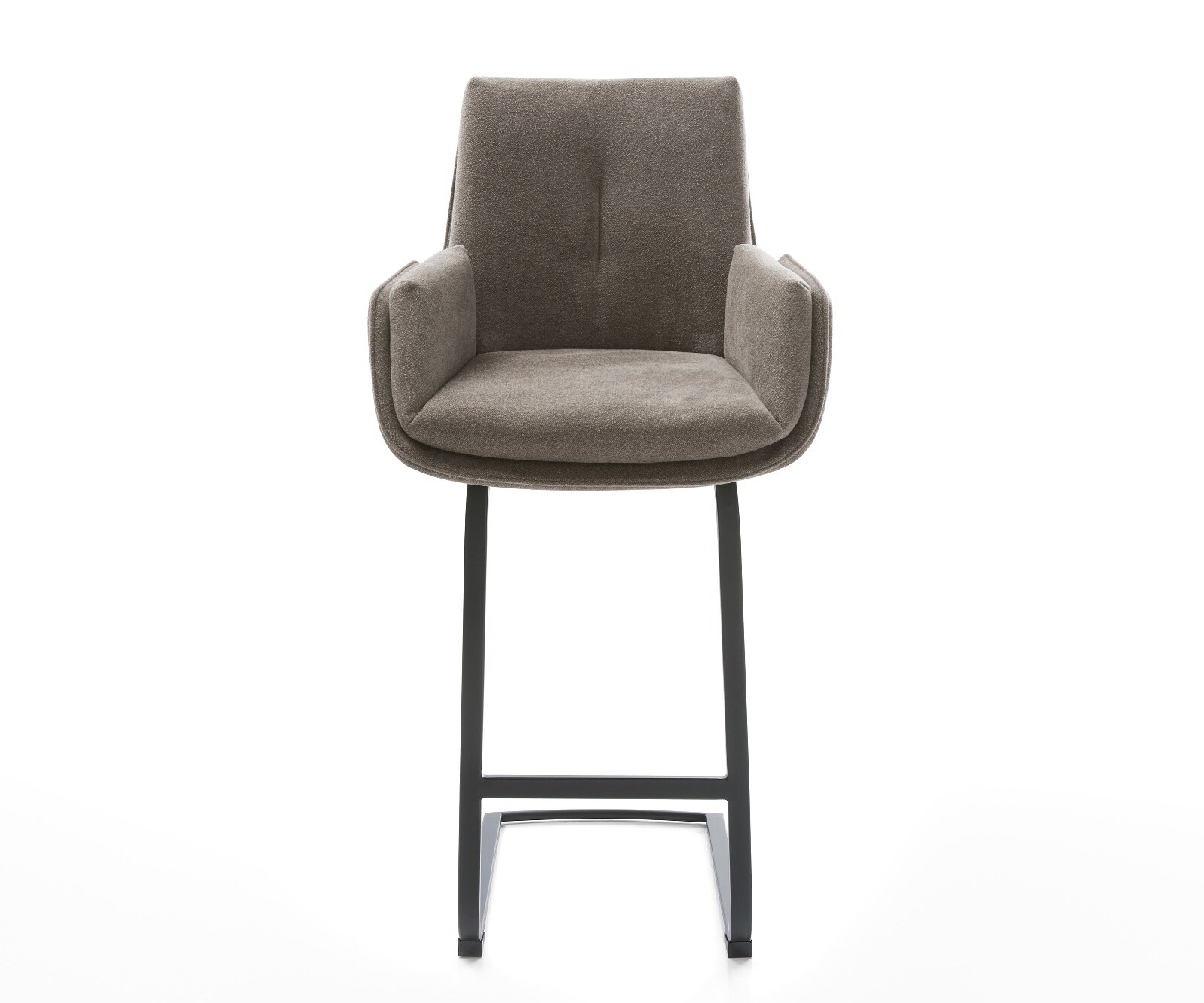 Barstoel Clea-Flex Zachte stof met structuur Taupe Vrijkantelframe plat metaal Zwart 2