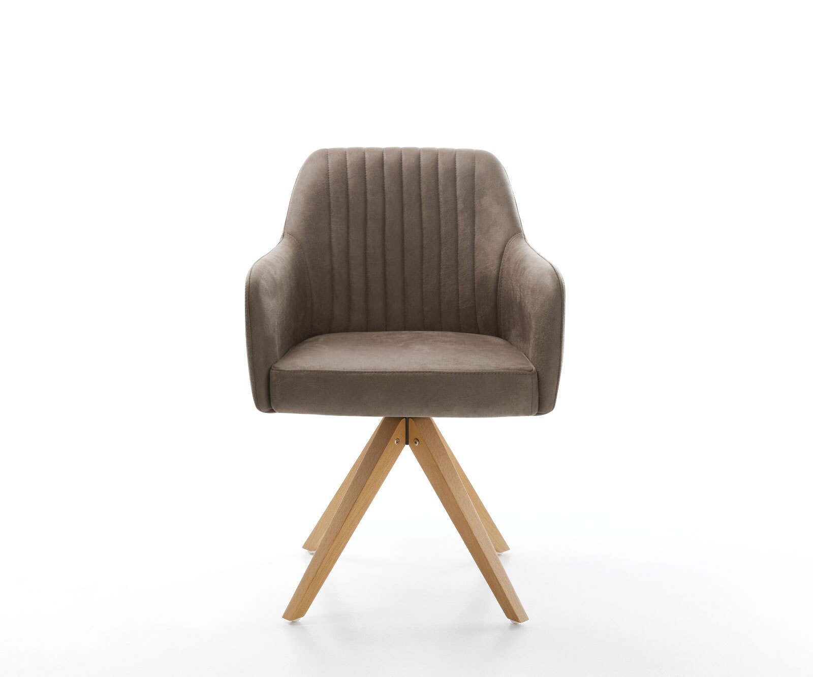 Eetkamerstoel Greg-Flex microvelours taupe vintage houten frame hoekig natuur pocketveer kern 1