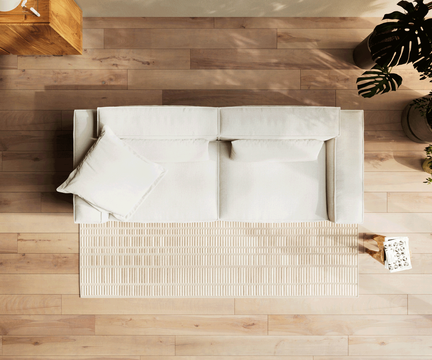 Grote bank Freestyle Cozy 280x110 cm Bouclé zacht beige 5