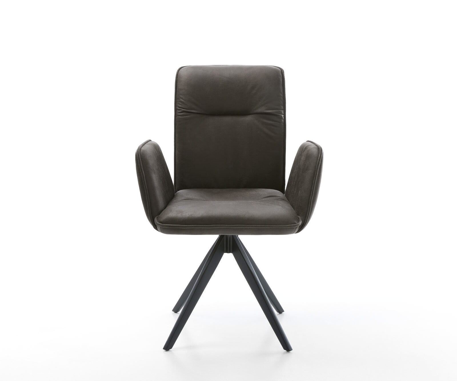 Eetkamerstoel Vinja-Flex microvelours antraciet vintage kruisframe hoekig zwart 1