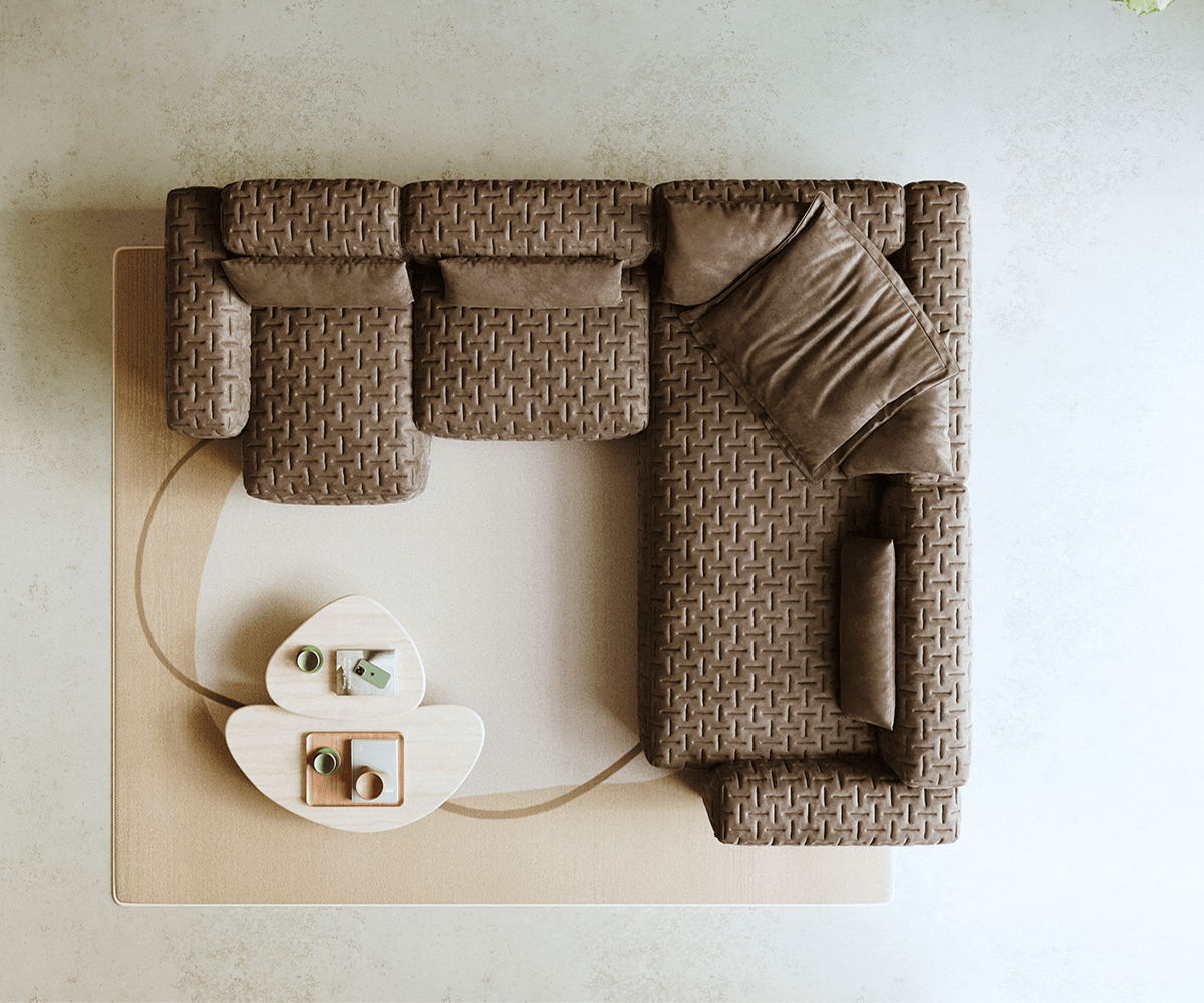 Woonkamer landschap Freestyle 360x290 cm Microvezelmateriaal Taupe Vintage gestikt 5