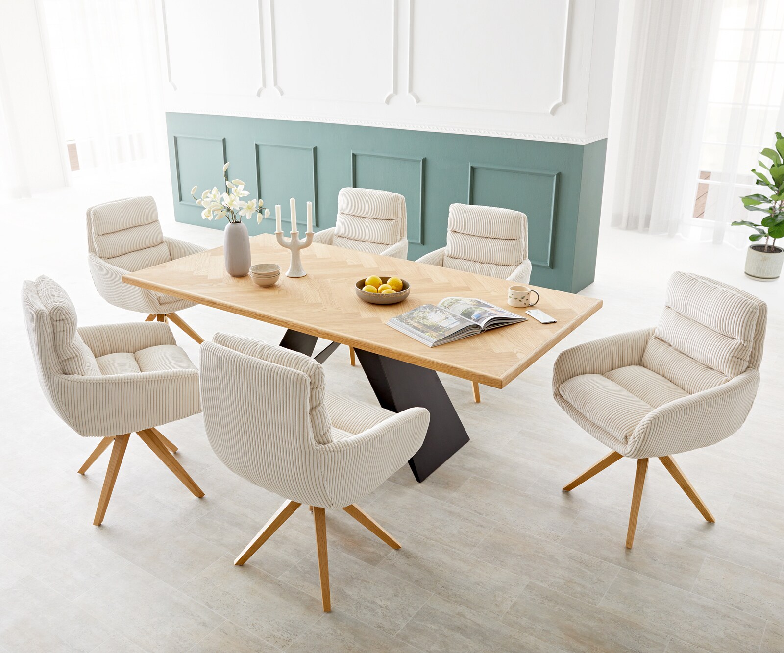 Eetkamerstoel Abelia-Flex met armleuning koord beige houten frame hoekig natuur 3 Eetkamerstoel Abelia-Flex met armleuning koord beige houten frame hoekig natuur 3