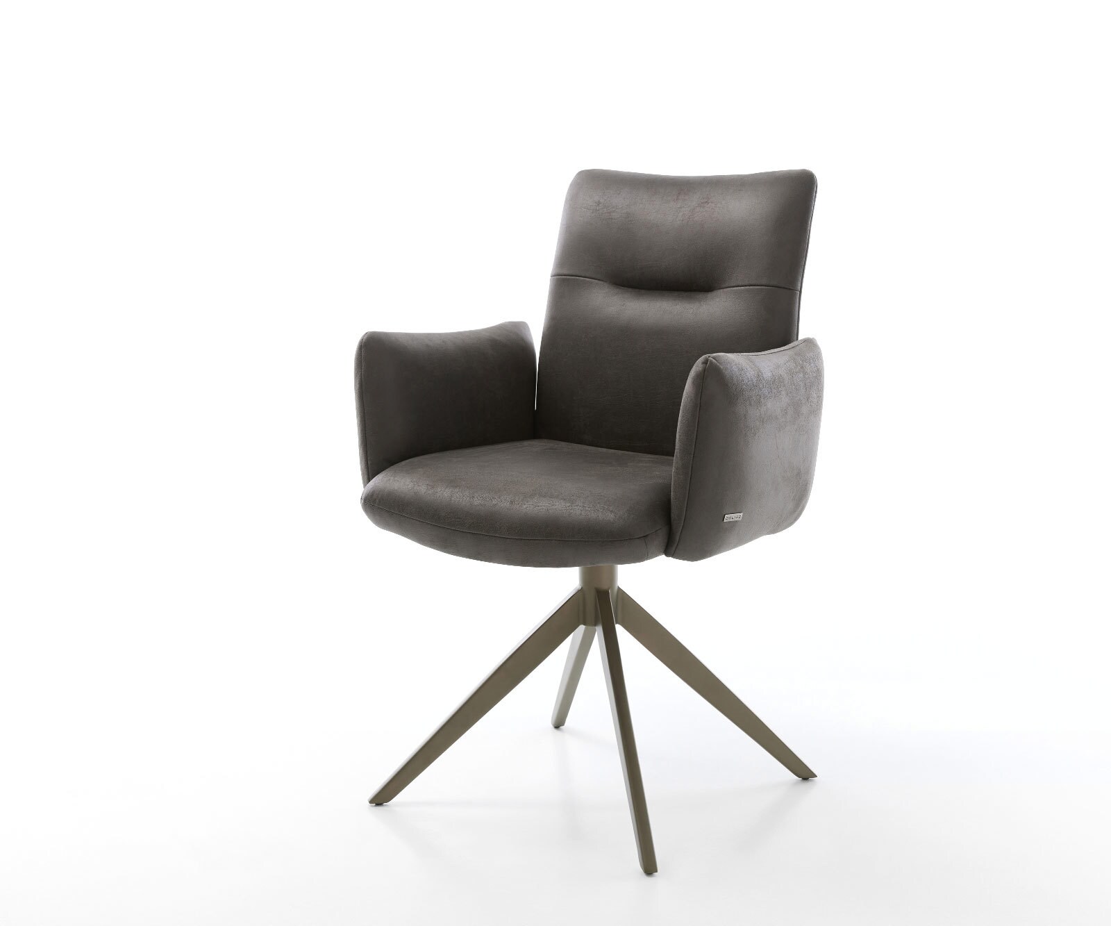 Draaistoel Jova-Flex met armleuning microvelours antraciet vintage kruisframe breed afwerking met titanium 360° draaibaar rocker-functie pocketveer kern 1