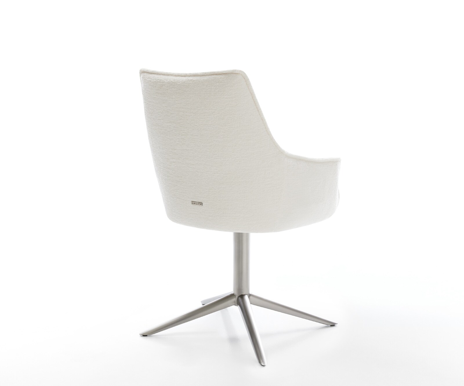 Draaistoel Alja-Flex met armleuning bouclé zacht beige kruispoot roestvrij staal 360° draaibaar rocker-functie pocketveer kern 5