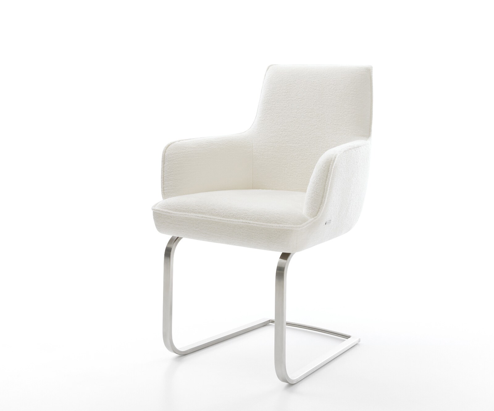 Sledemodel Heira-Flex met armleuning bouclé zacht beige sledemodel vlak roestvrij staal pocketveer kern 1