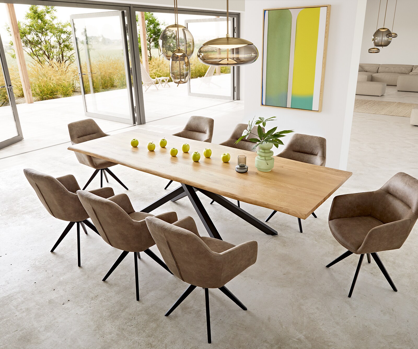 Eettafel Edge 260x100x2,5-3 eiken natuur kruisframe rechthoek zwart  Live-Edge 8