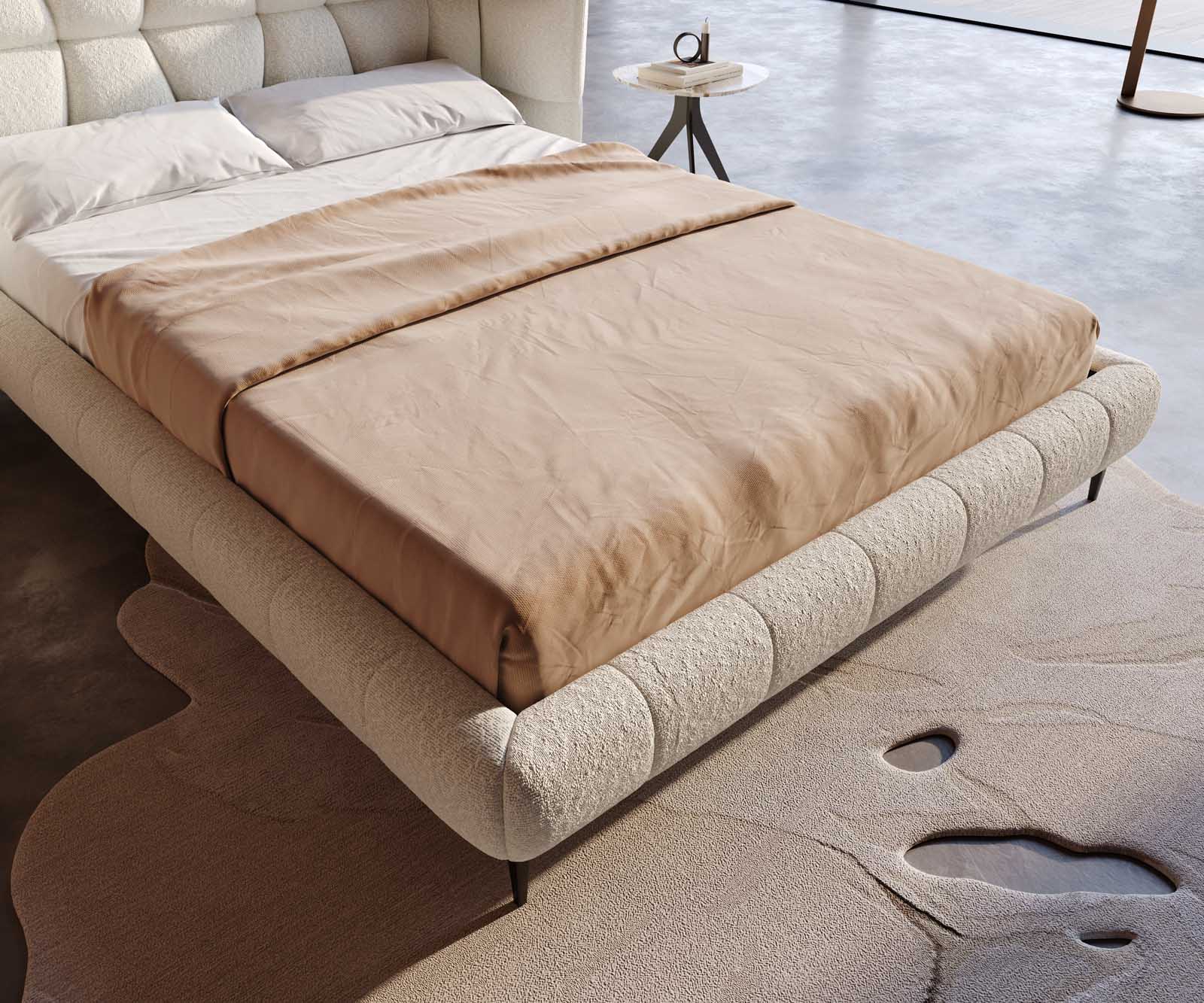 Gestoffeerd-bedframe Capujo 140x200 cm Bouclé Crème-Wit 4