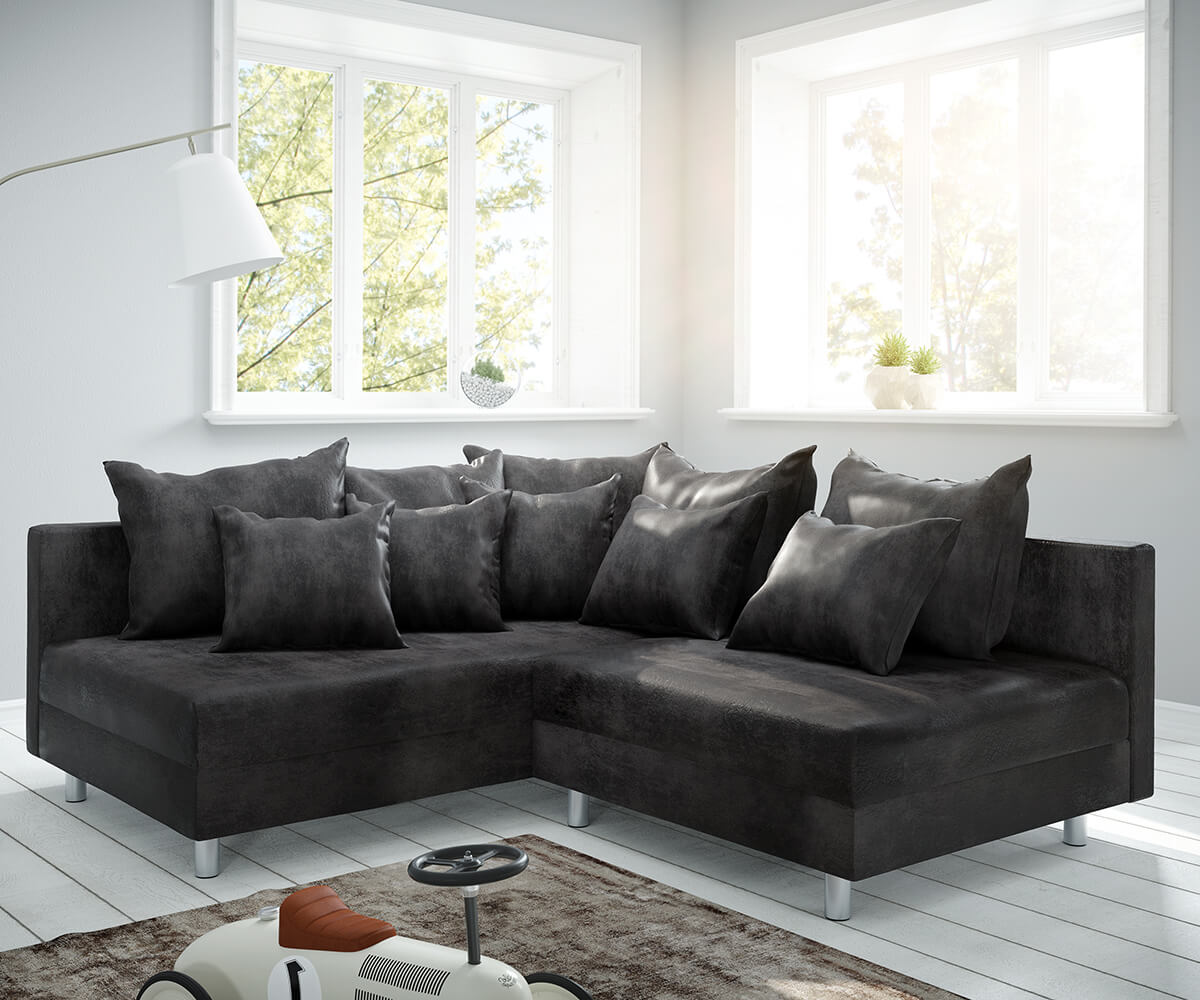 Hoekbank Clovis antraciet antieke optiek ottomane links module bank