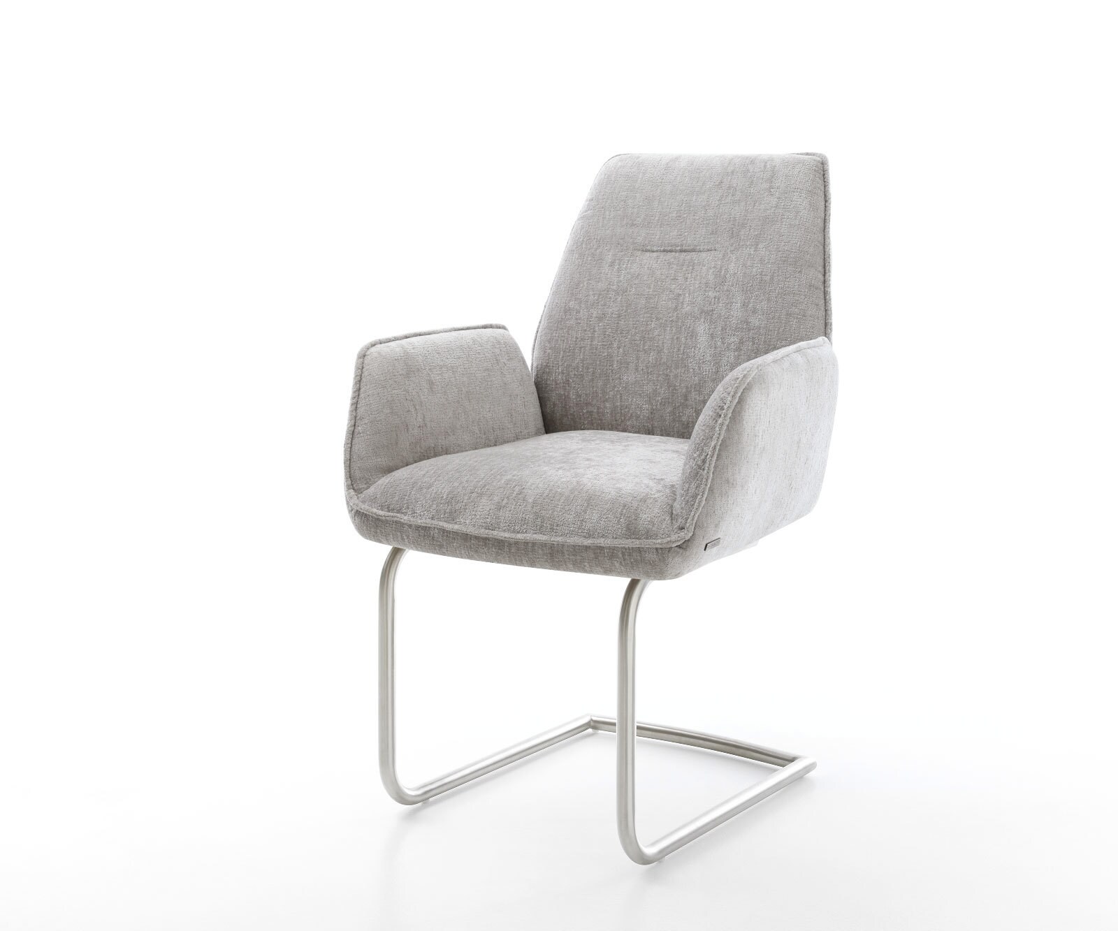 Sledemodel Zoa-Flex chenille zilver grijs sledemodel rond roestvrij staal pocketveer kern
