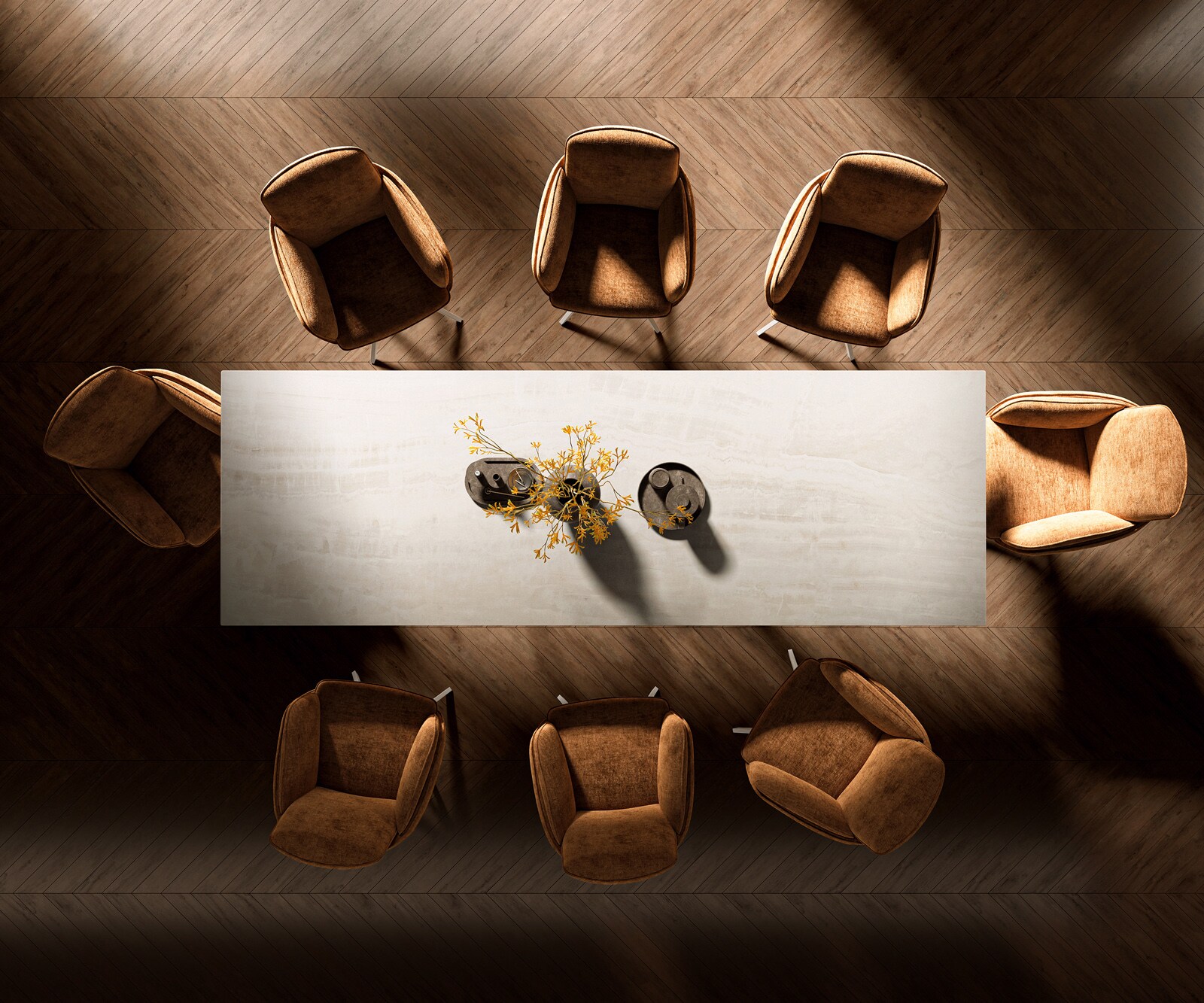 Eettafel Edge 300x100 cm keramiek Onyx Champagne Spider metaal wit 5