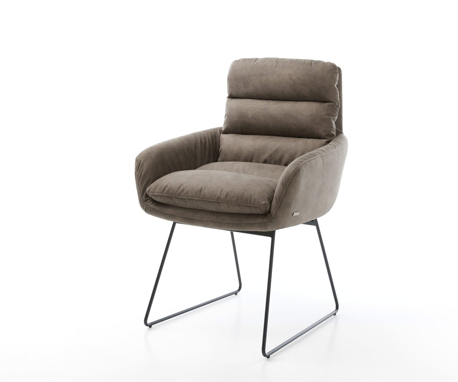 Eetkamerstoel Abelia-Flex met armleuning microvelours taupe vintage slipframe zwart