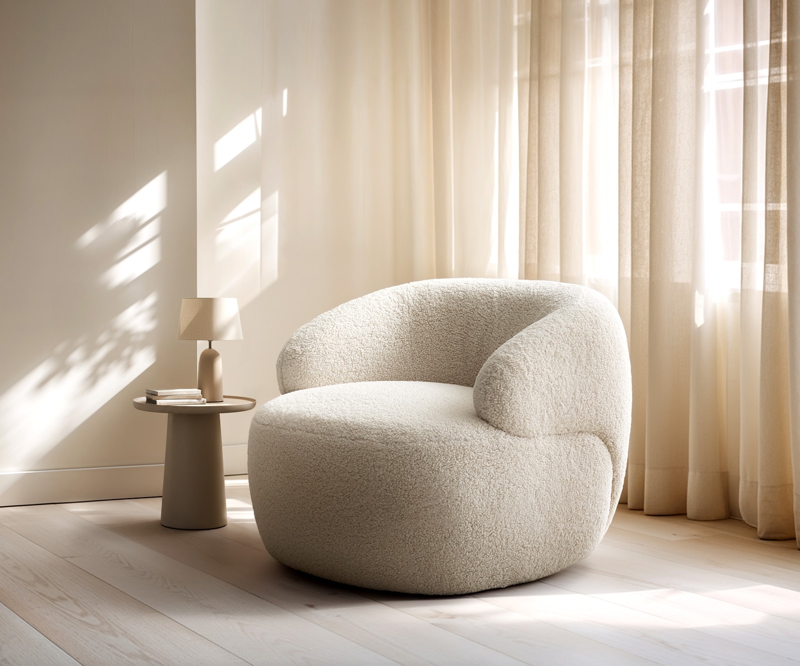 Fauteuil Nova 88x88 cm Teddystof Beige 1