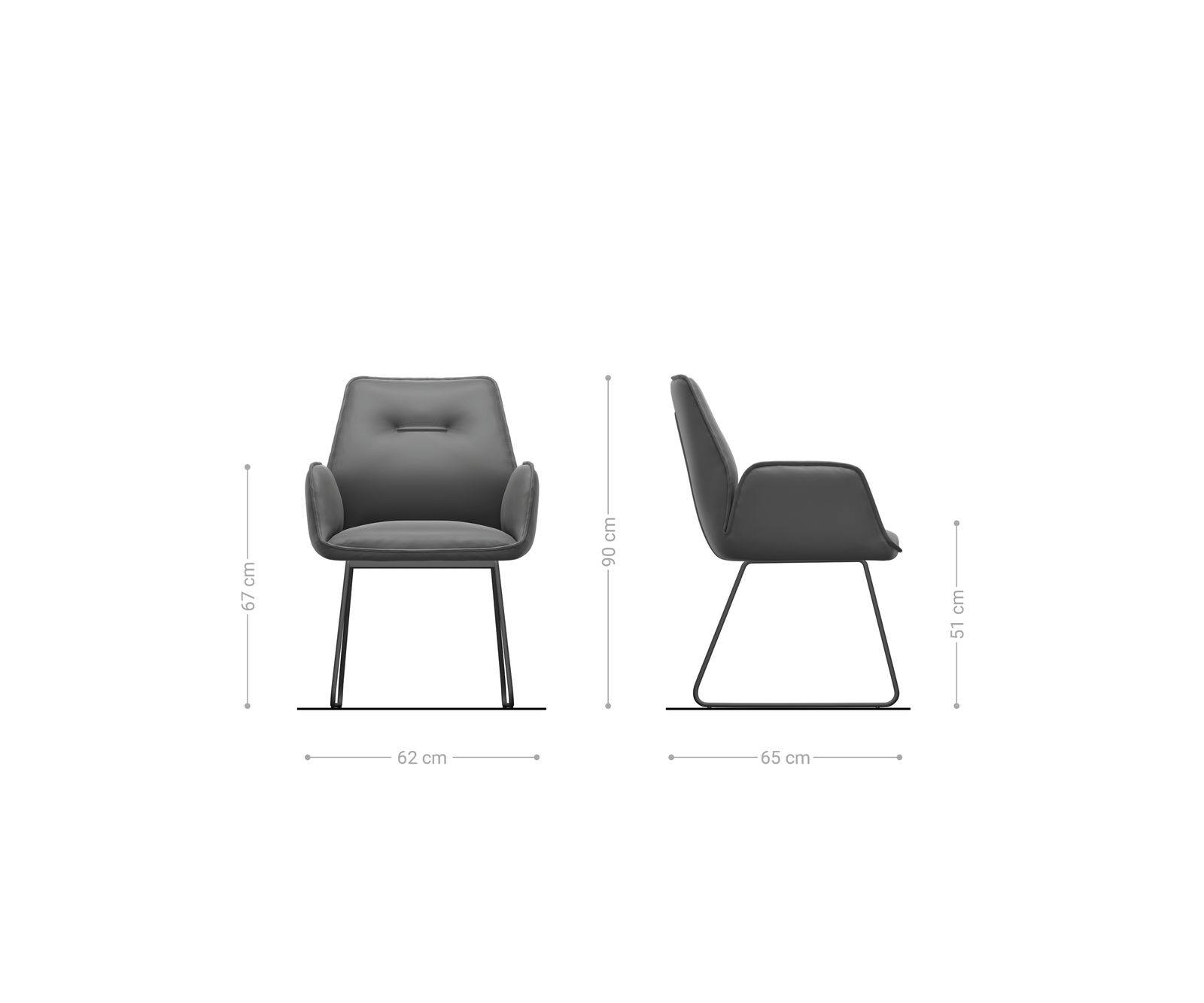 Eetkamerstoel Zoa-Flex zachte stof met structuur grijs slipframe zwart pocketveer kern 6