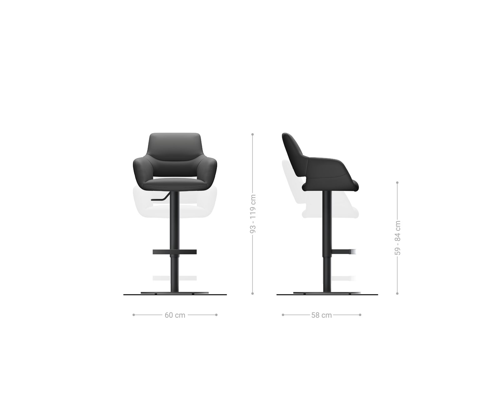 Barstoel Yago-Flex bouclé Wit Draaivoet in hoogte verstelbaar RVS Draaibaar pocketvering 6