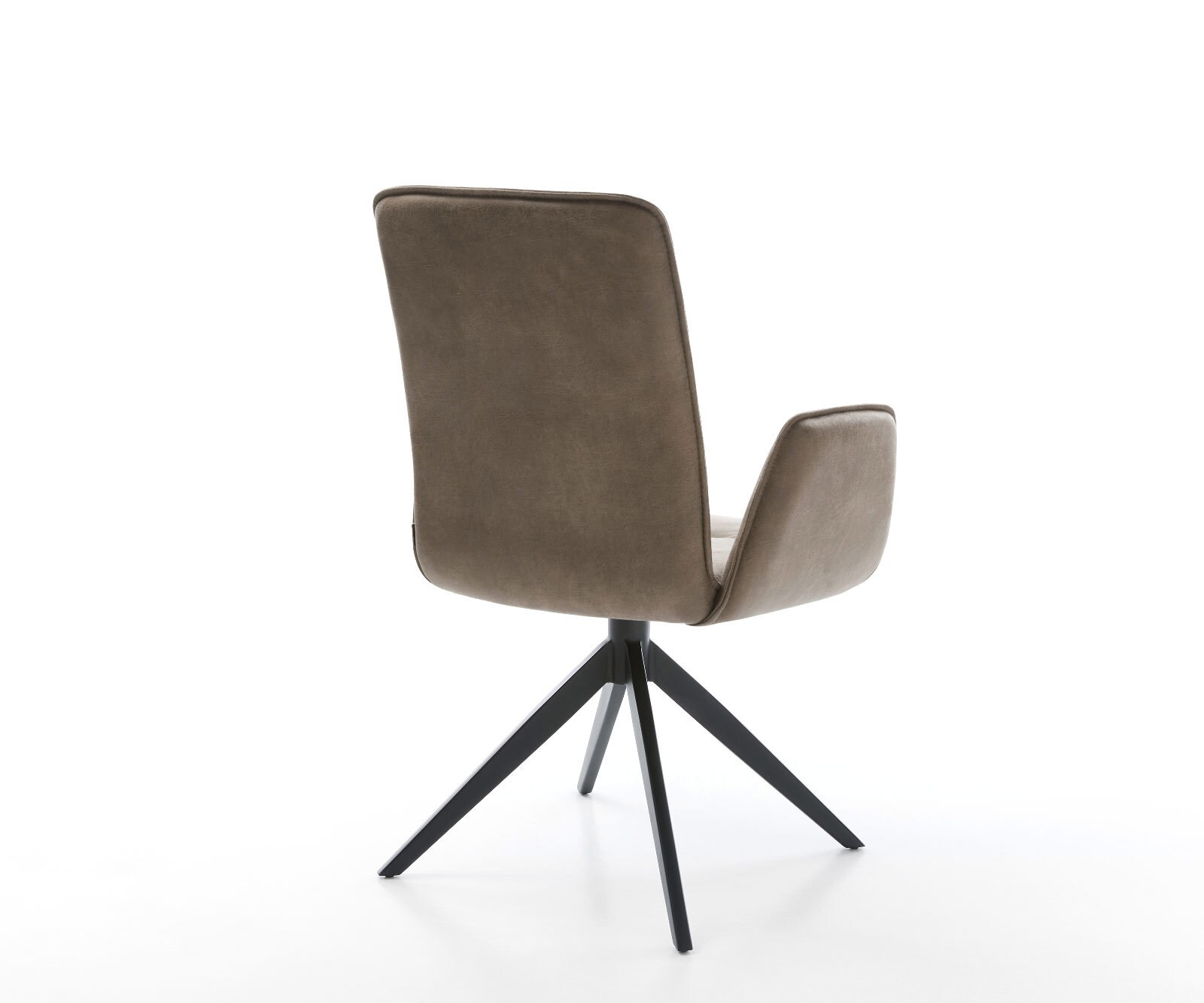 Draaistoel Vinja-Flex microvelours taupe vintage kruisframe breed zwart 360° draaibaar rocker-functie 4