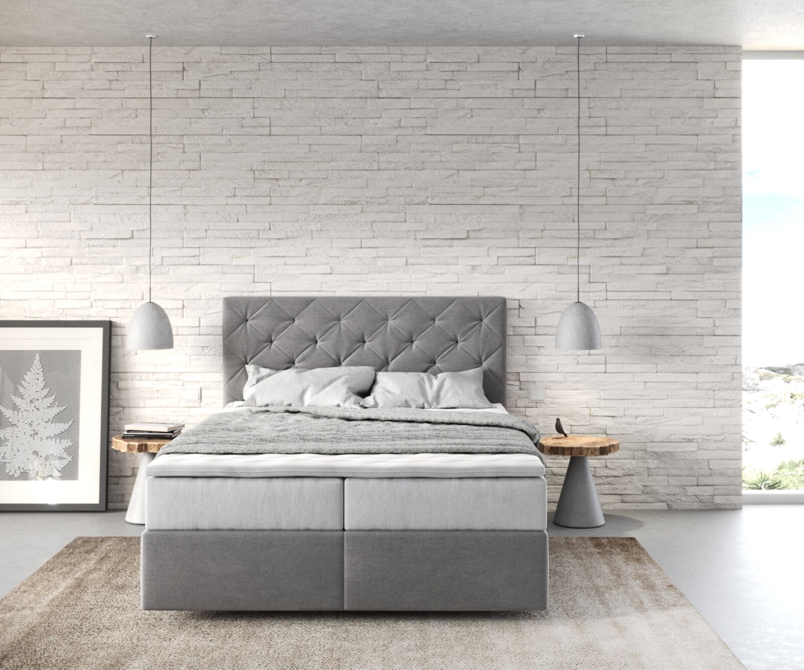Boxspringbed Dream-Great 140x200 cm Microvezel Grijs met TFK Matras en Visco Topper 1 Boxspringbed Dream-Great 140x200 cm Microvezel Grijs met TFK Matras en Visco Topper 1