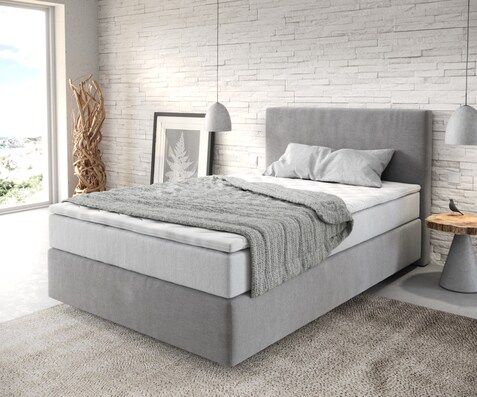 Boxspringbed Dream-Well 120x200 cm Microvezel Grijs met TFK Matras en Visco Topper