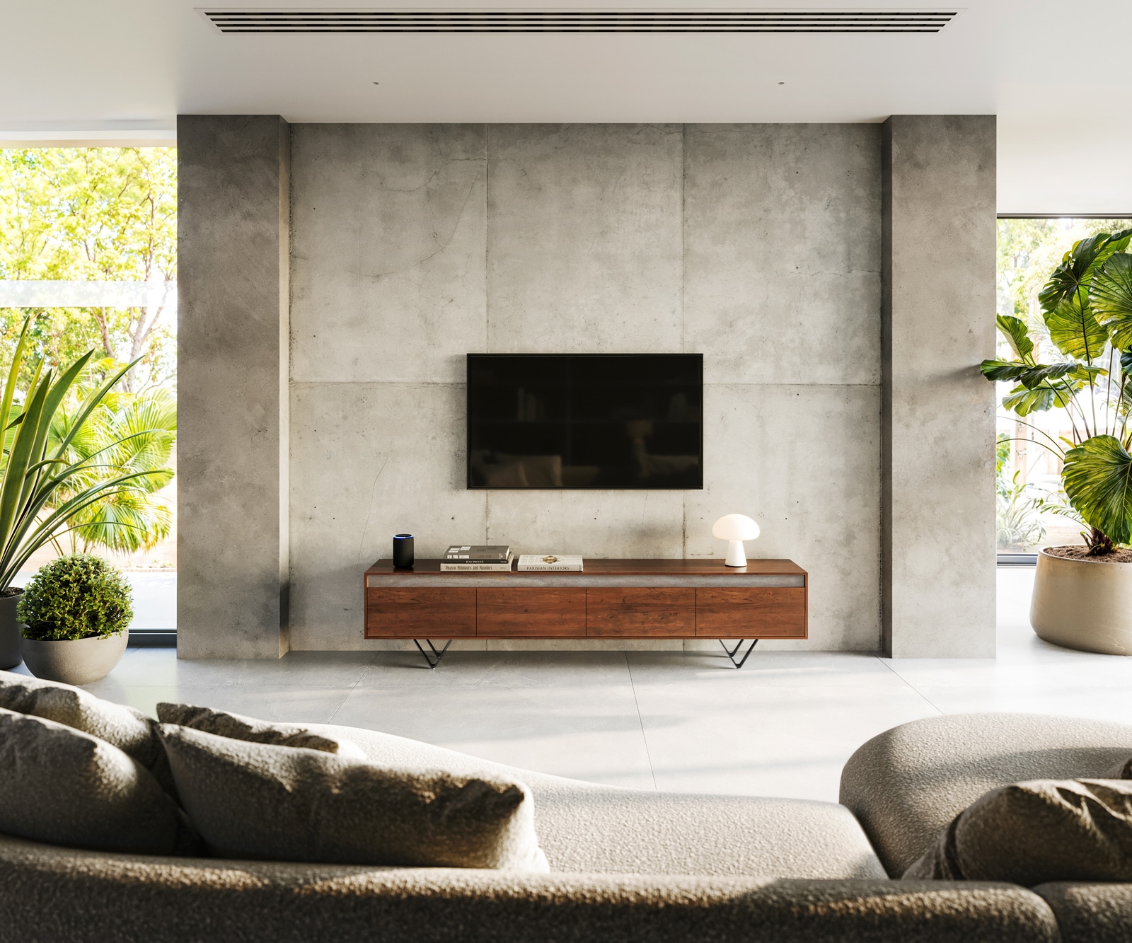 Tv-meubel Stonegrace 200 cm acacia bruin Leisteen 4 laden V-poot zwart 1 Tv-meubel Stonegrace 200 cm acacia bruin Leisteen 4 laden V-poot zwart 1