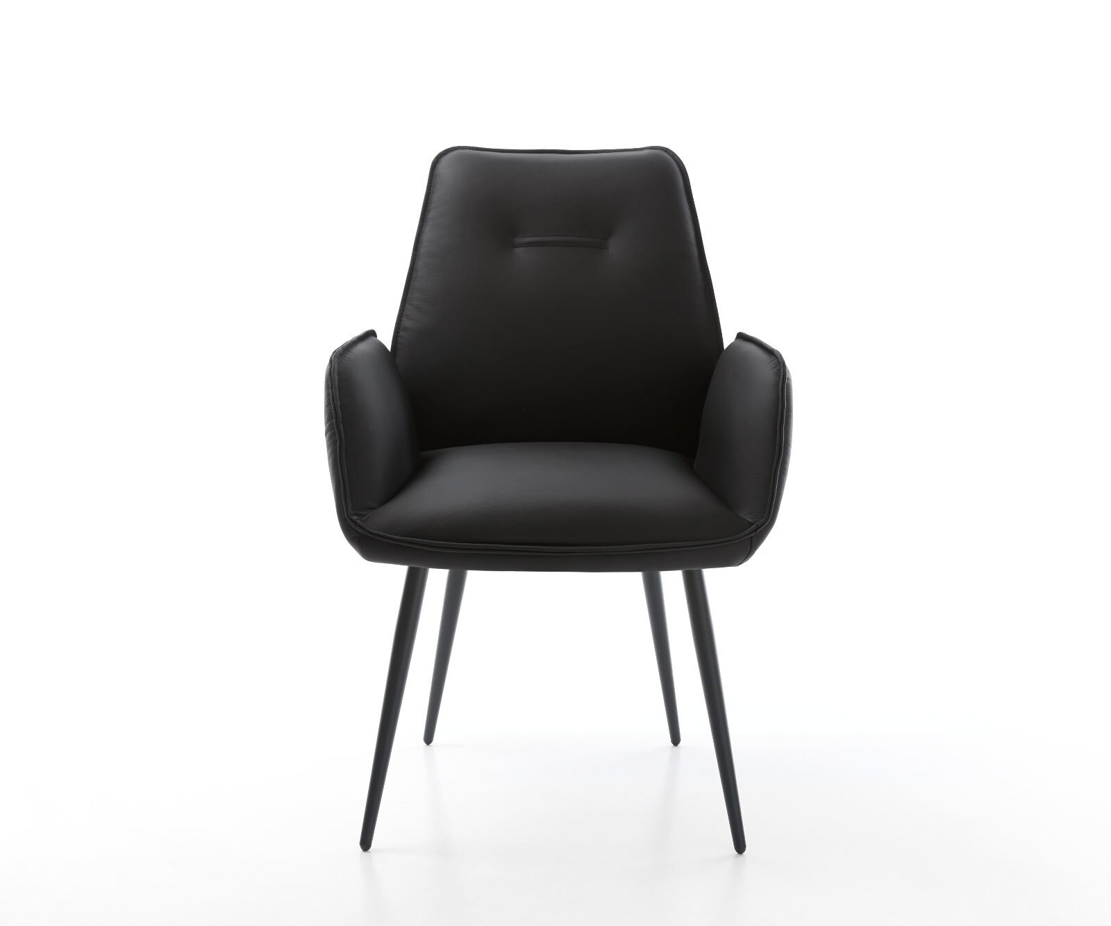 Eetkamerstoel Zoa-Flex echt leer zwart 4-poot conisch zwart pocketveer kern 1 Eetkamerstoel Zoa-Flex echt leer zwart 4-poot conisch zwart pocketveer kern 1