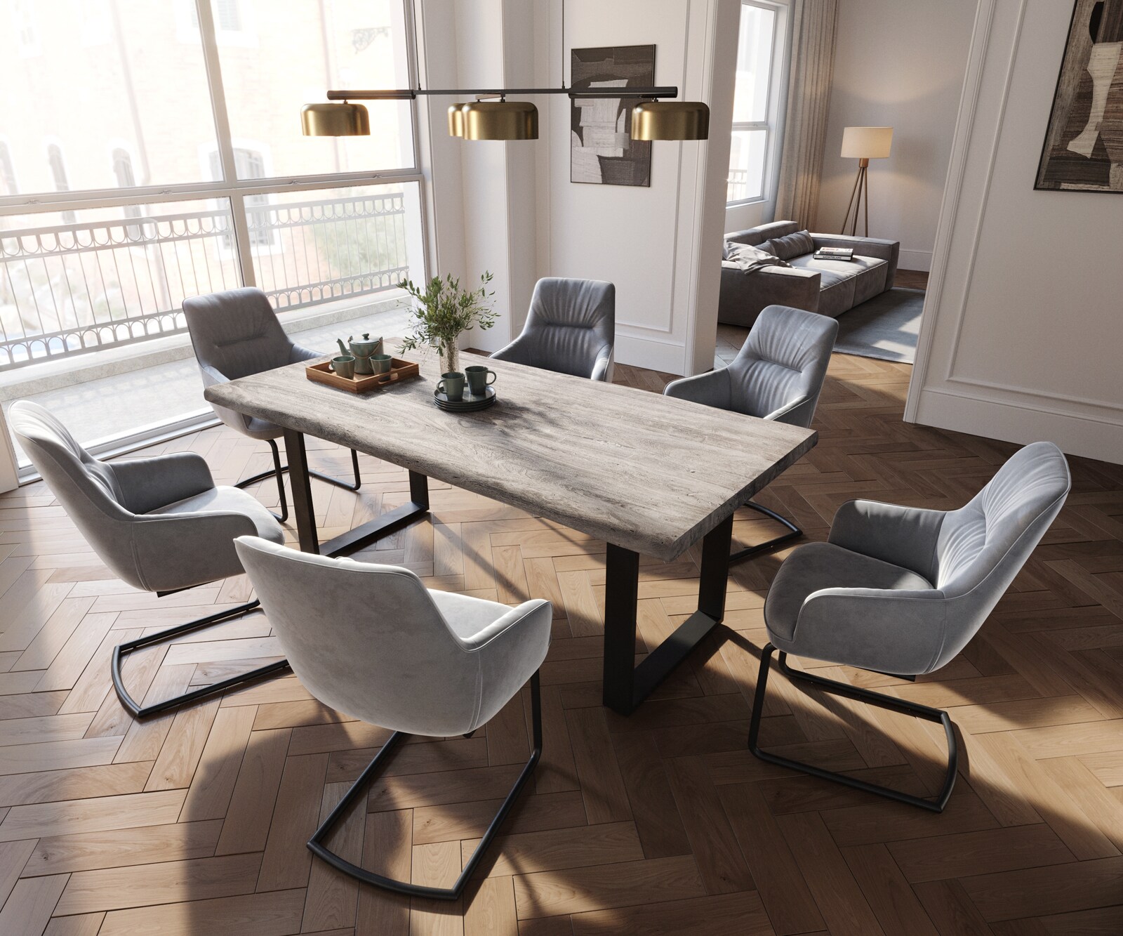 Sledemodel Zelia-Flex met armleuning fluweel grijs sledemodel rond zwart pocketveer kern 3 Sledemodel Zelia-Flex met armleuning fluweel grijs sledemodel rond zwart pocketveer kern 3