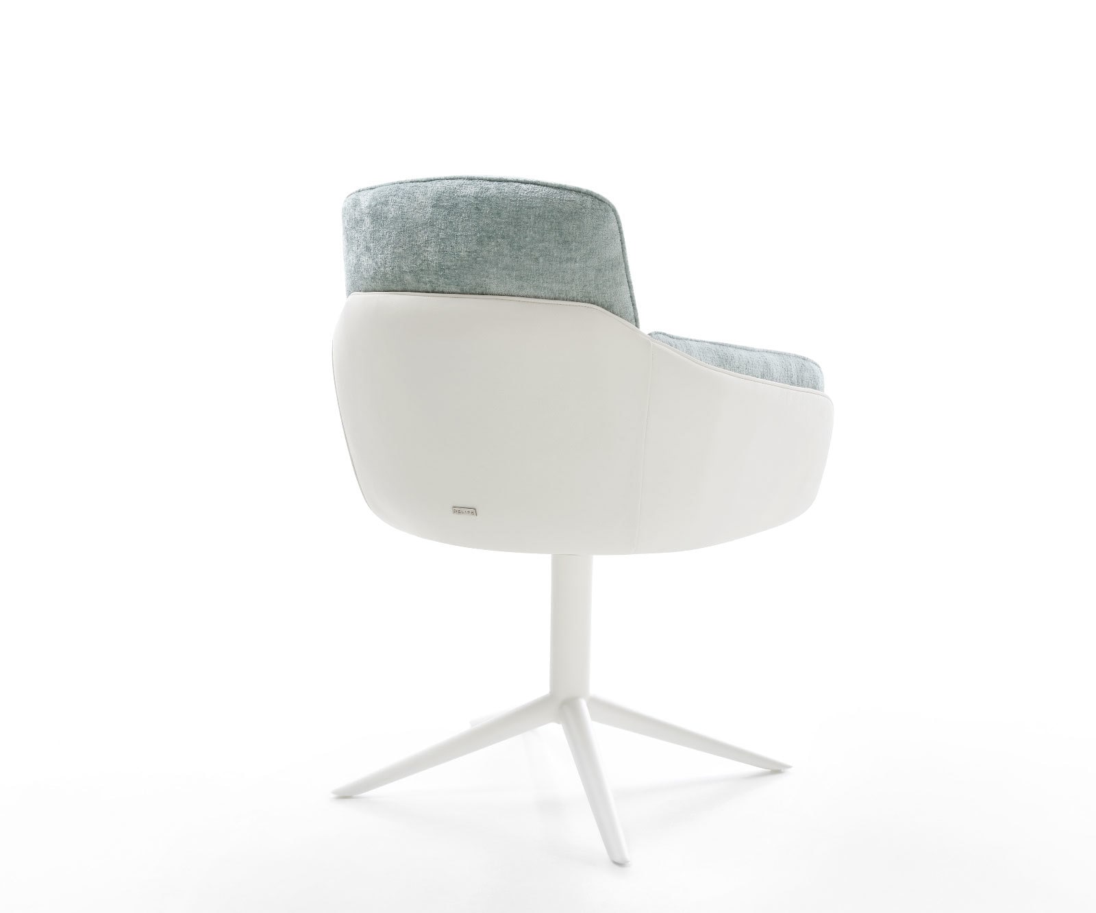 Draaistoel Luan-Flex met armleuning materiaalmix echt leer wit-pastelblauw kruispoot wit 360° draaibaar rocker-functie 4 Draaistoel Luan-Flex met armleuning materiaalmix echt leer wit-pastelblauw kruispoot wit 360° draaibaar rocker-functie 4