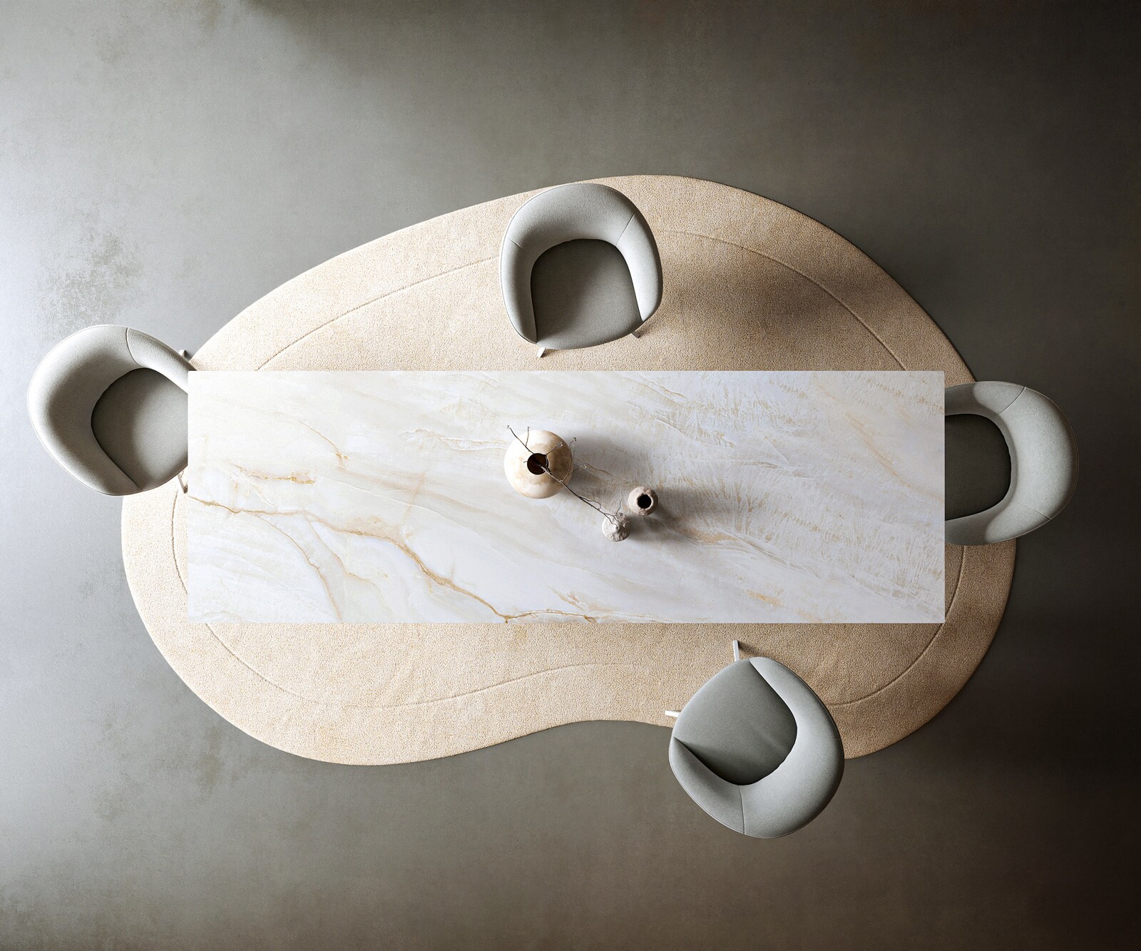 Eettafel Edge 300x100 cm keramiek Onyx Pearl schuin onderstel metaal wit 5