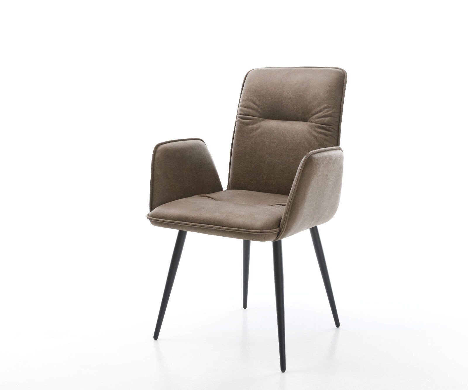 Eetkamerstoel Vinja-Flex microvelours taupe vintage 4-poot conisch zwart
