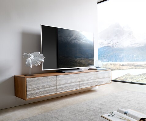 Tv-meubel Kleo 200 cm acacia natuur 4 deurs zwevend