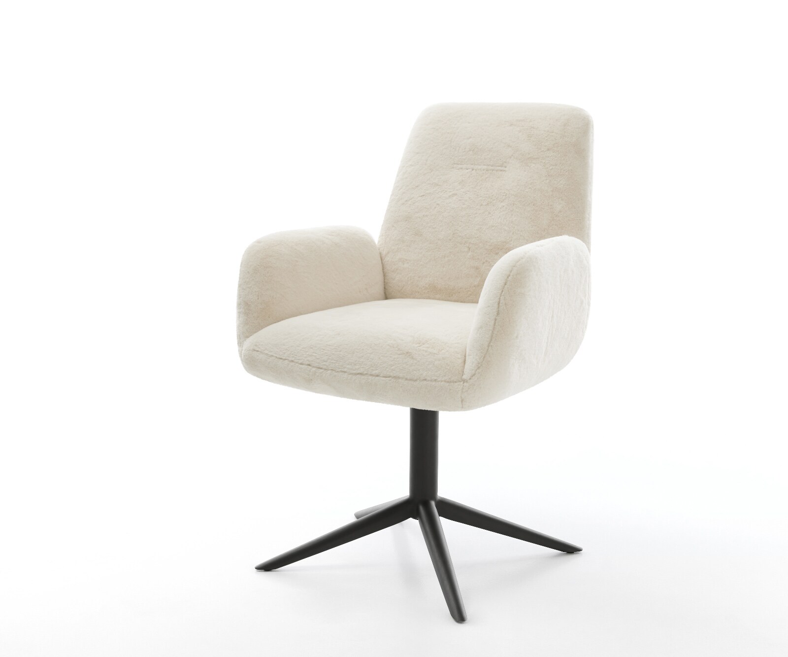 Draaistoel Zoa-Flex pluchen crème-wit kruispoot zwart 360° draaibaar rocker-functie pocketveer kern 1