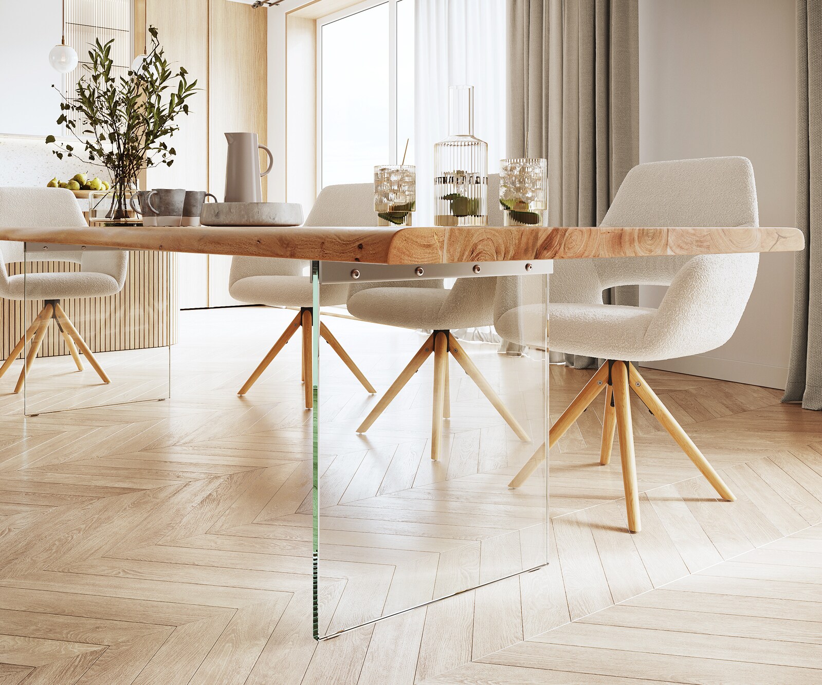 Eettafel Edge 300x100 XL acacia natuur glas Live-Edge 4