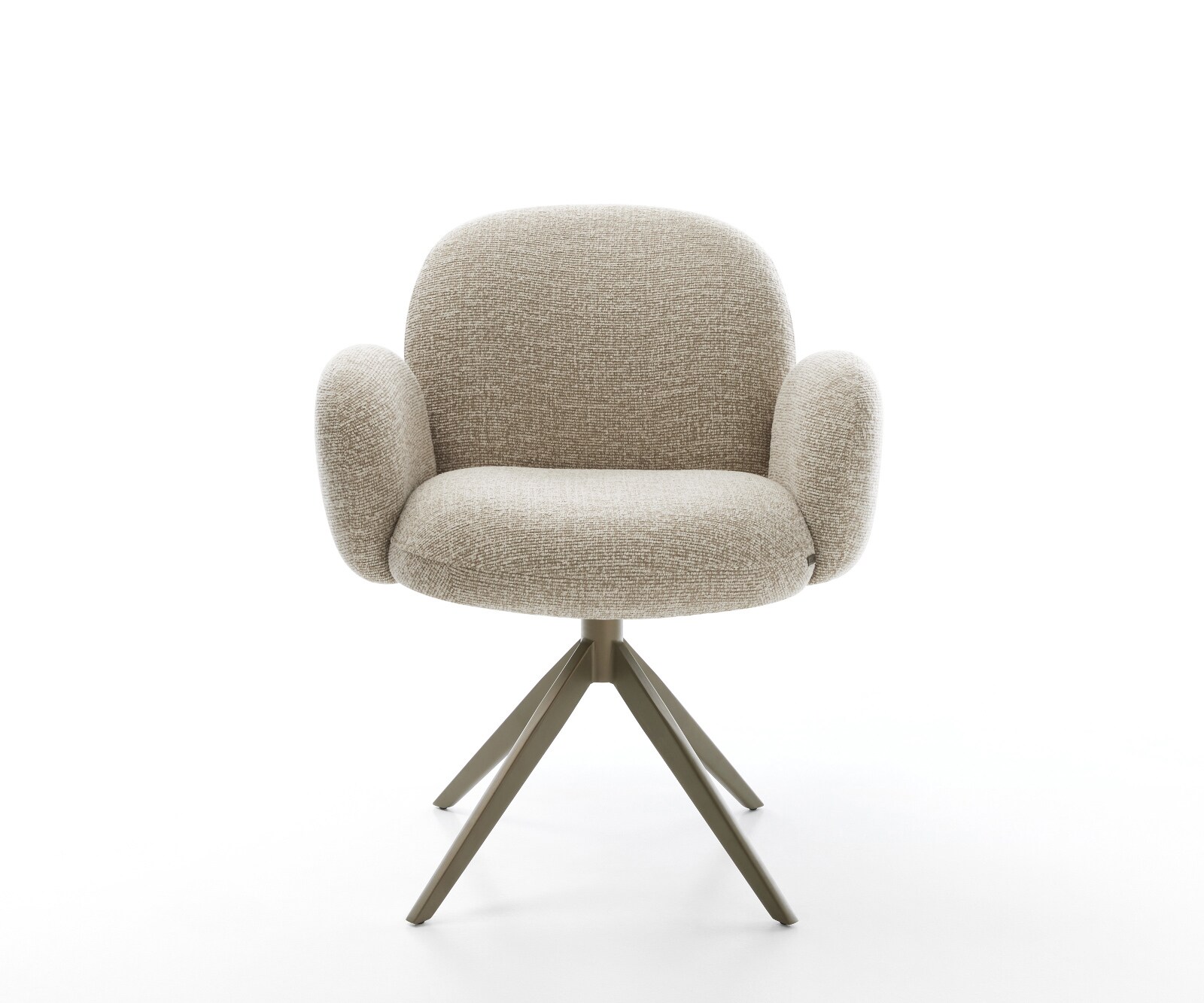 Draaistoel Nube-Flex met armleuning geweven stof beige kruisframe breed afwerking met titanium 360° draaibaar rocker-functie pocketveer kern 2