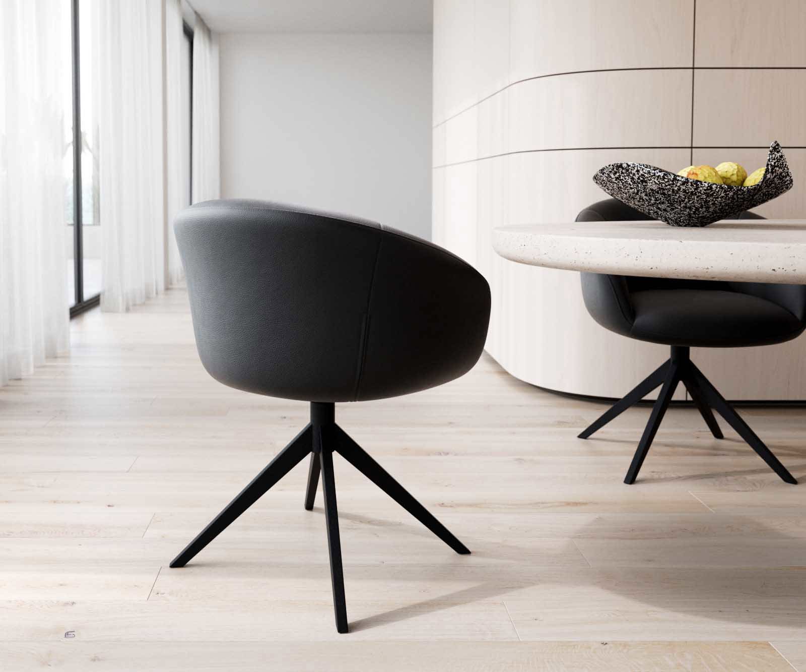 Draaistoel Vinka-Flex met armleuning echt leer zwart kruisframe breed zwart 360° draaibaar pocketveer kern 4 Draaistoel Vinka-Flex met armleuning echt leer zwart kruisframe breed zwart 360° draaibaar pocketveer kern 4