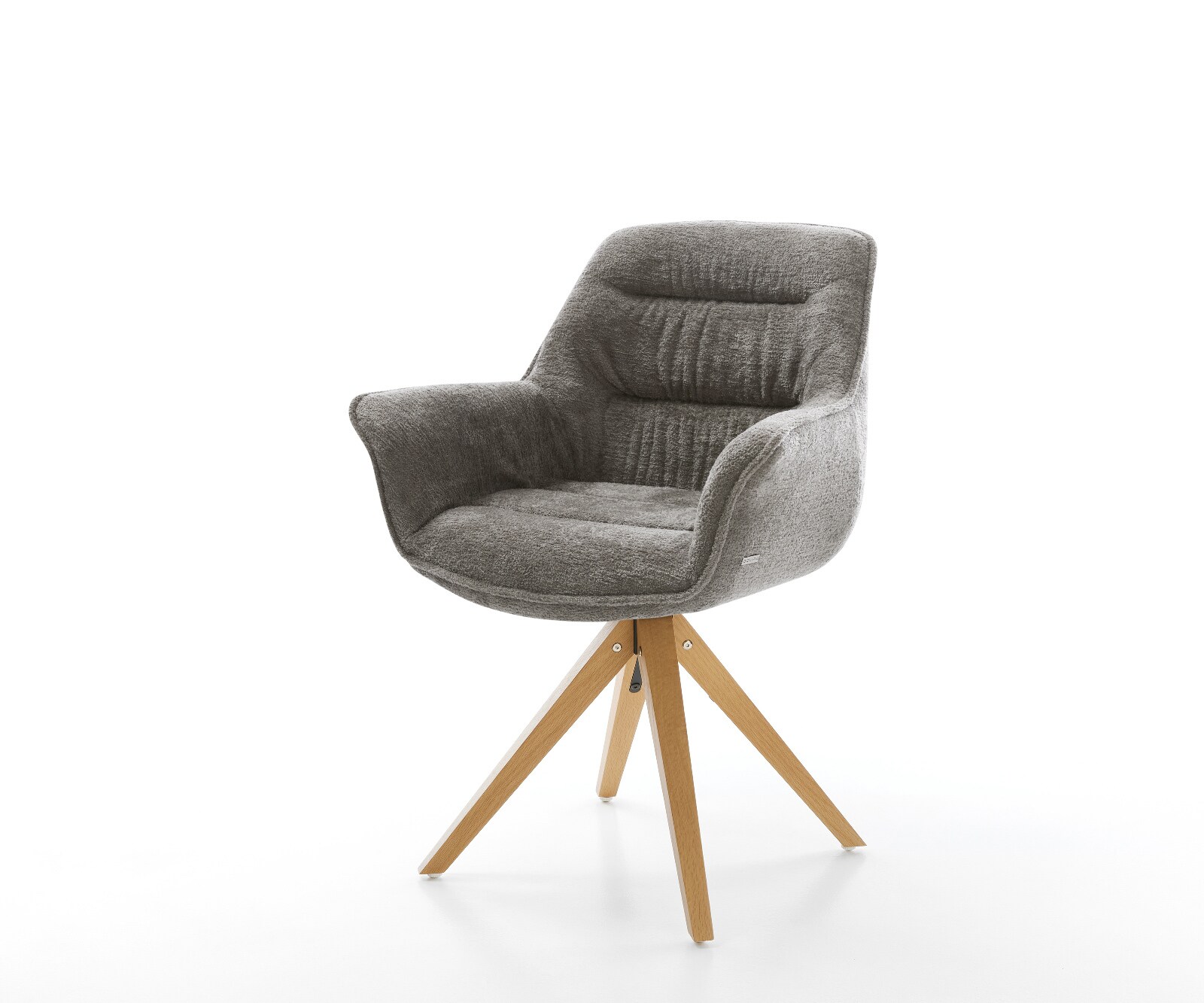 Draaistoel Kaira-Flex bouclé zacht mud houten frame hoekig natuur 180° draaibaar 1