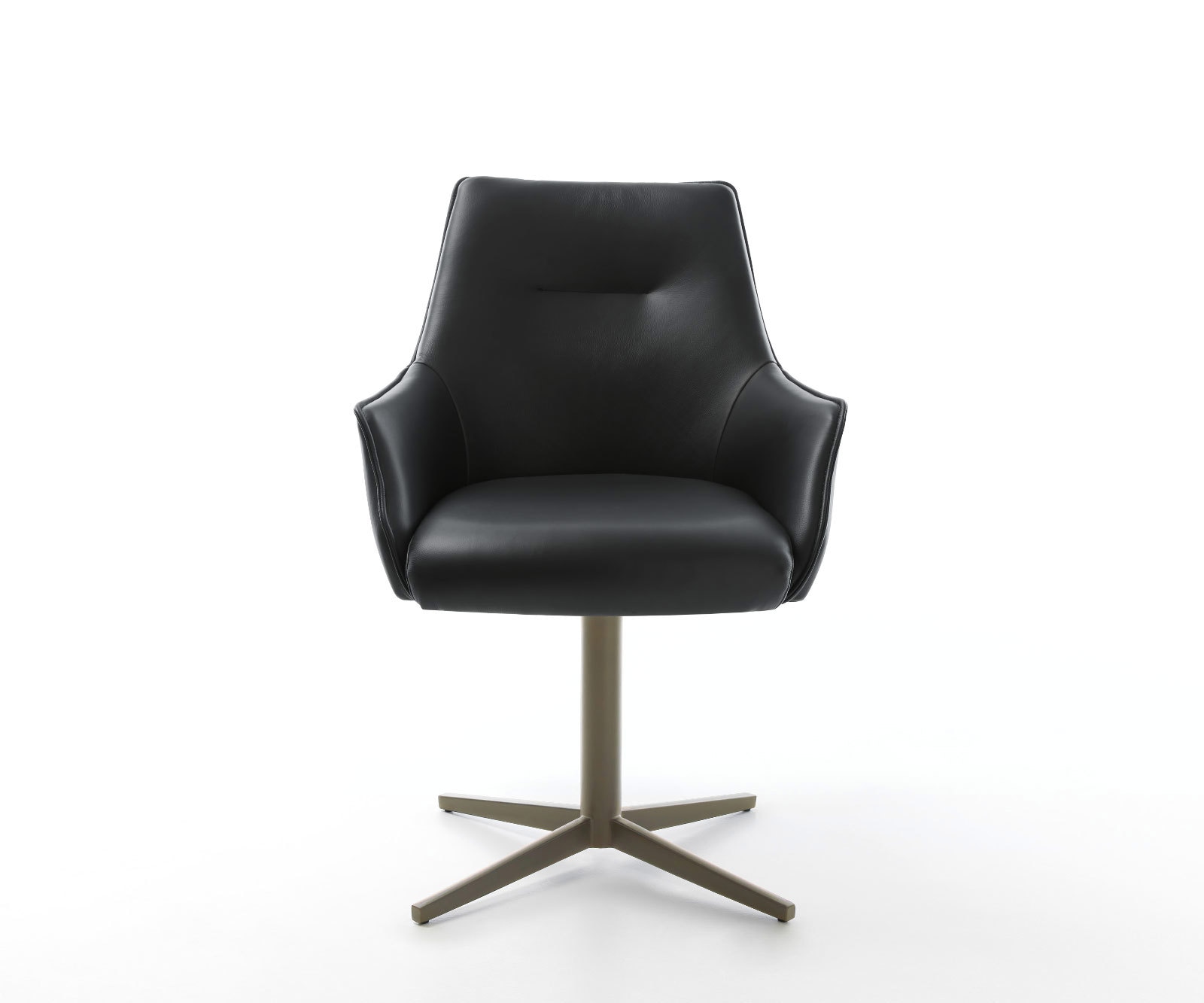 Draaistoel Alja-Flex met armleuning echt leer zwart kruispoot afwerking met titanium 360° draaibaar pocketveer kern 1 Draaistoel Alja-Flex met armleuning echt leer zwart kruispoot afwerking met titanium 360° draaibaar pocketveer kern 1