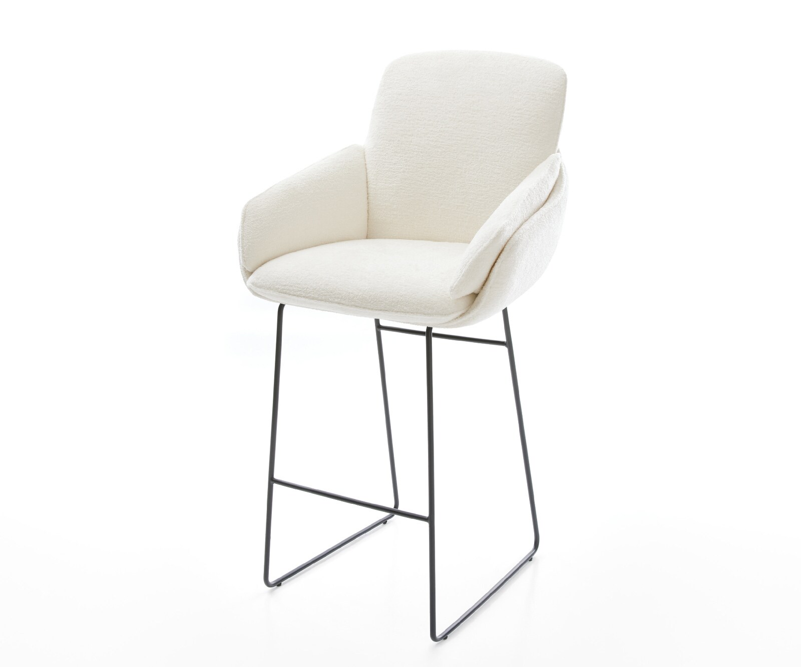 Barstoel Luan-Flex Bouclé zacht Beige Sledeonderstel metaal zwart Zwart 1