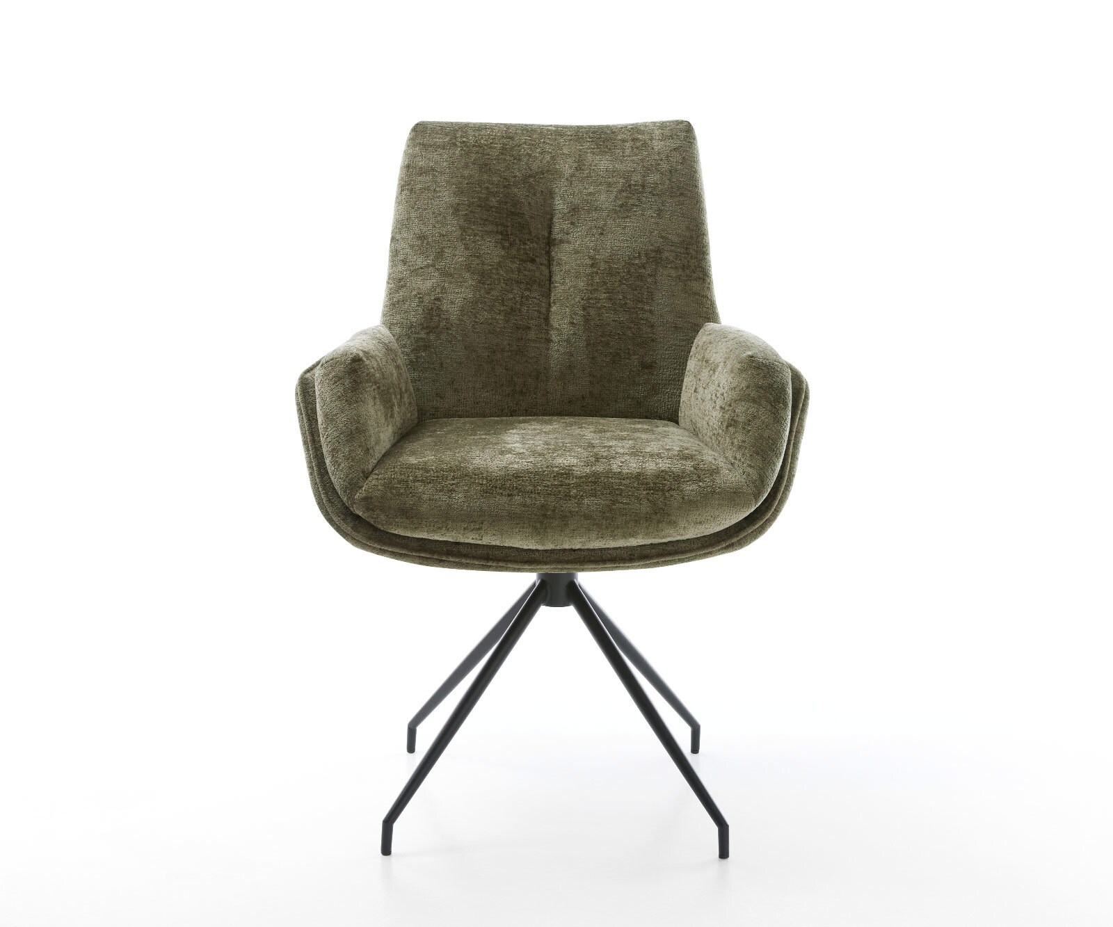 Draaistoel Clea-Flex chenille olijfgroen kruisframe conisch zwart 180° draaibaar 1 Draaistoel Clea-Flex chenille olijfgroen kruisframe conisch zwart 180° draaibaar 1