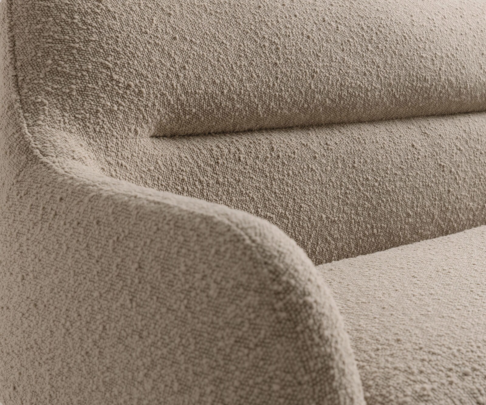 Eetkamerbank Taya-Flex 200 cm bouclé mud platte sledebasis afwerking met titaniumeffect pocketvering 5