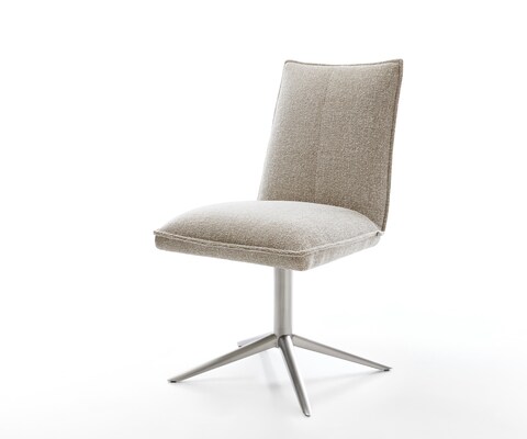 Draaistoel Lelio-Flex geweven stof beige kruispoot roestvrij staal 360° draaibaar rocker-functie pocketveer kern