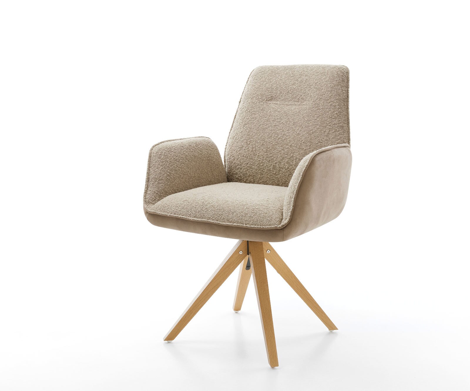 Draaistoel Zoa-Flex materiaalmix mud houten frame hoekig wit 180° draaibaar pocketveer kern