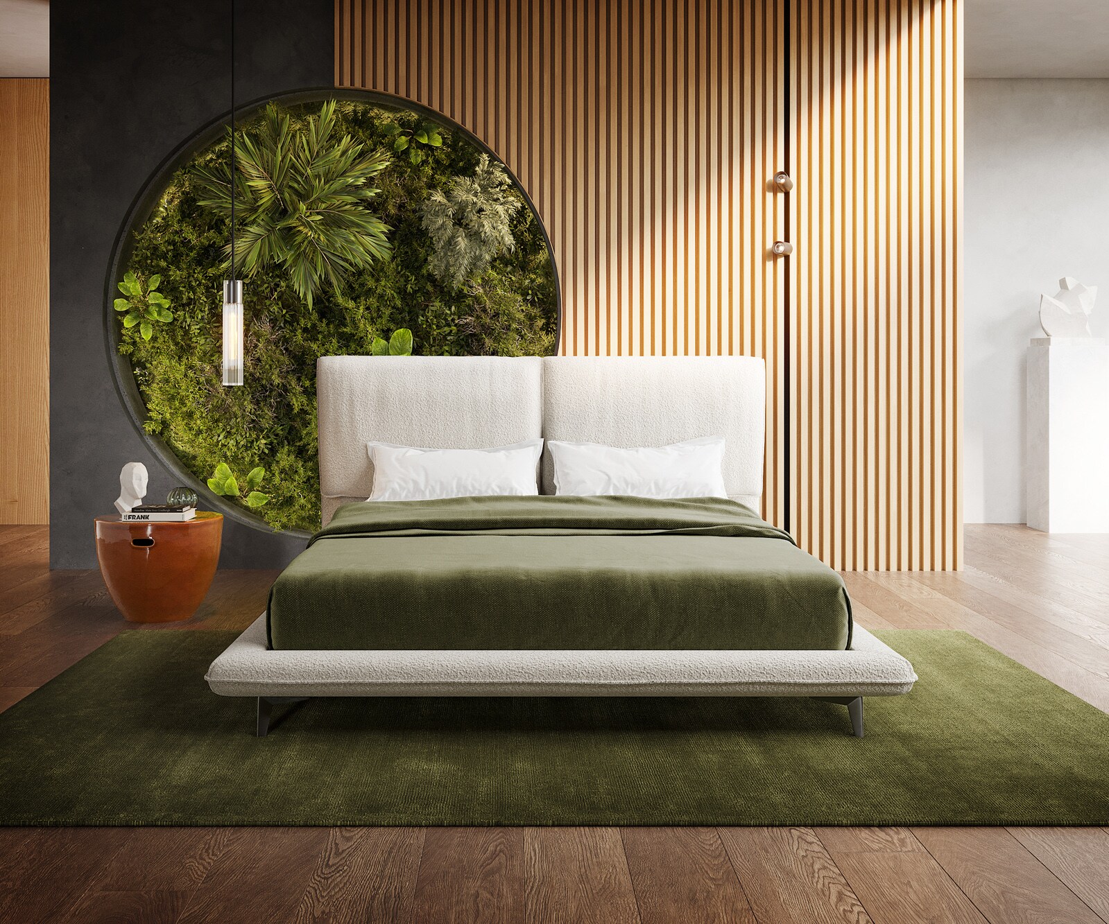 Gestoffeerd-bedframe Cusino 140x200 cm bouclé crèmewit 1