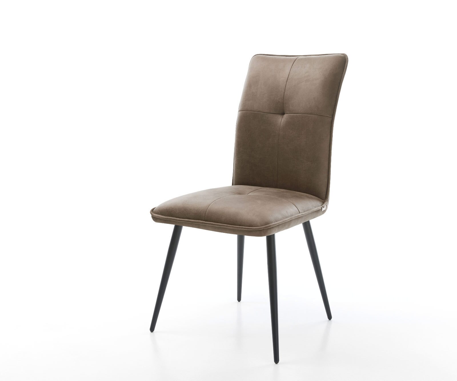 Eetkamerstoel Maddy-Flex microvelours taupe vintage 4-poot conisch zwart