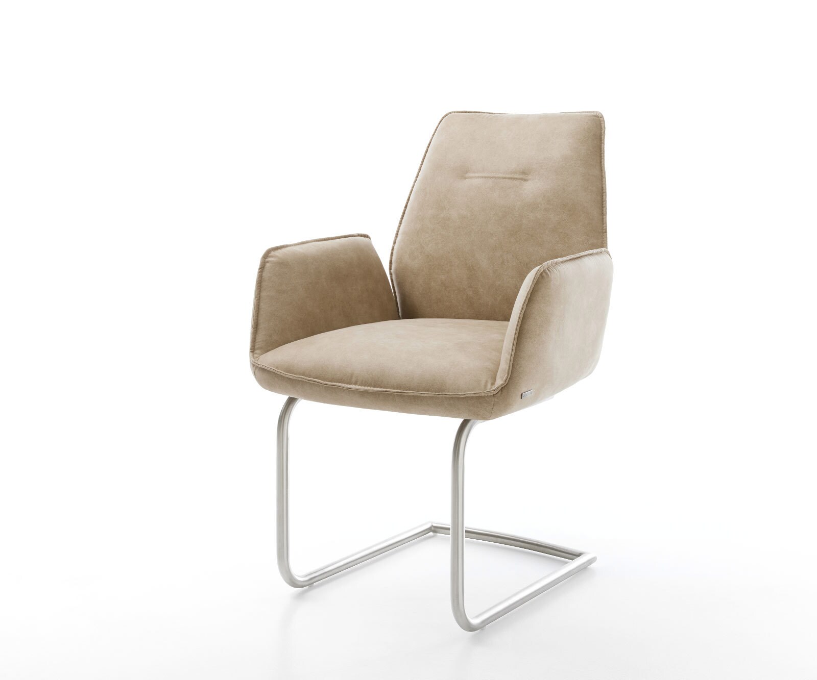 Sledemodel Zoa-Flex microvelours beige vintage sledemodel rond roestvrij staal pocketveer kern