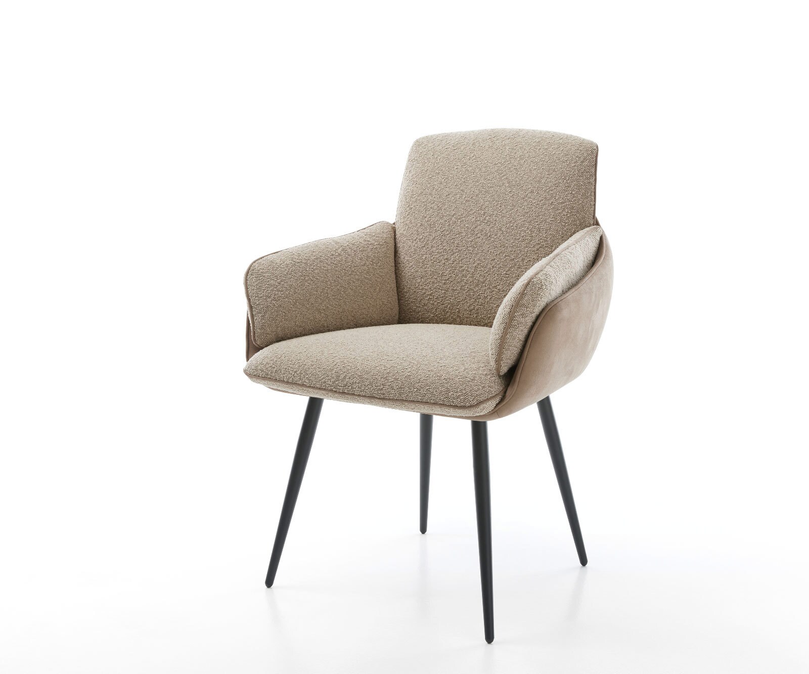 Eetkamerstoel Luan-Flex met armleuning materiaalmix mud 4-poot conisch zwart Eetkamerstoel Luan-Flex met armleuning materiaalmix mud 4-poot conisch zwart