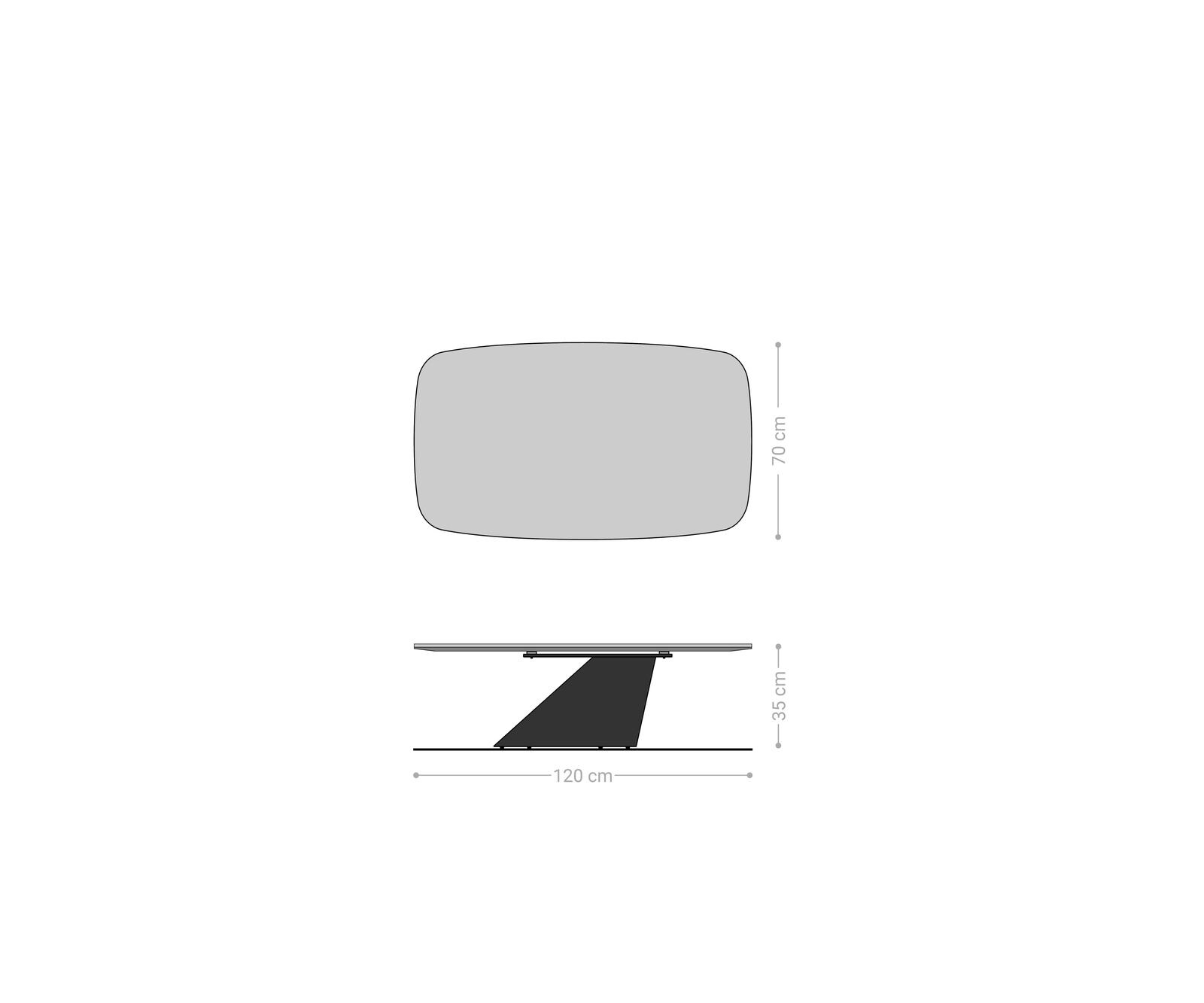 Salontafel Edge Boot 120x70 cm keramiek Laminam® Noir Desir bruin Conis metallic zilver 8