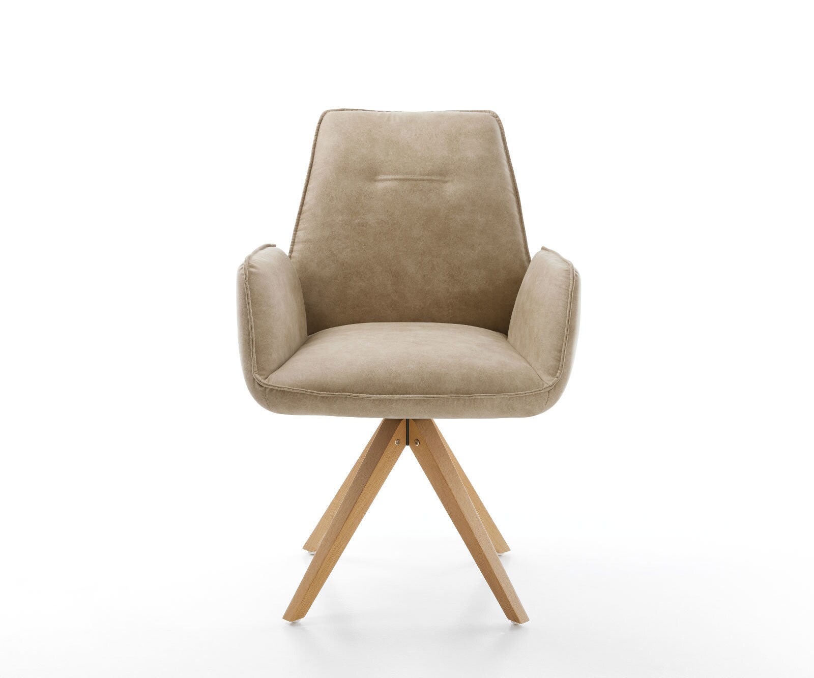 Eetkamerstoel Zoa-Flex microvelours beige vintage houten frame hoekig natuur pocketveer kern 1