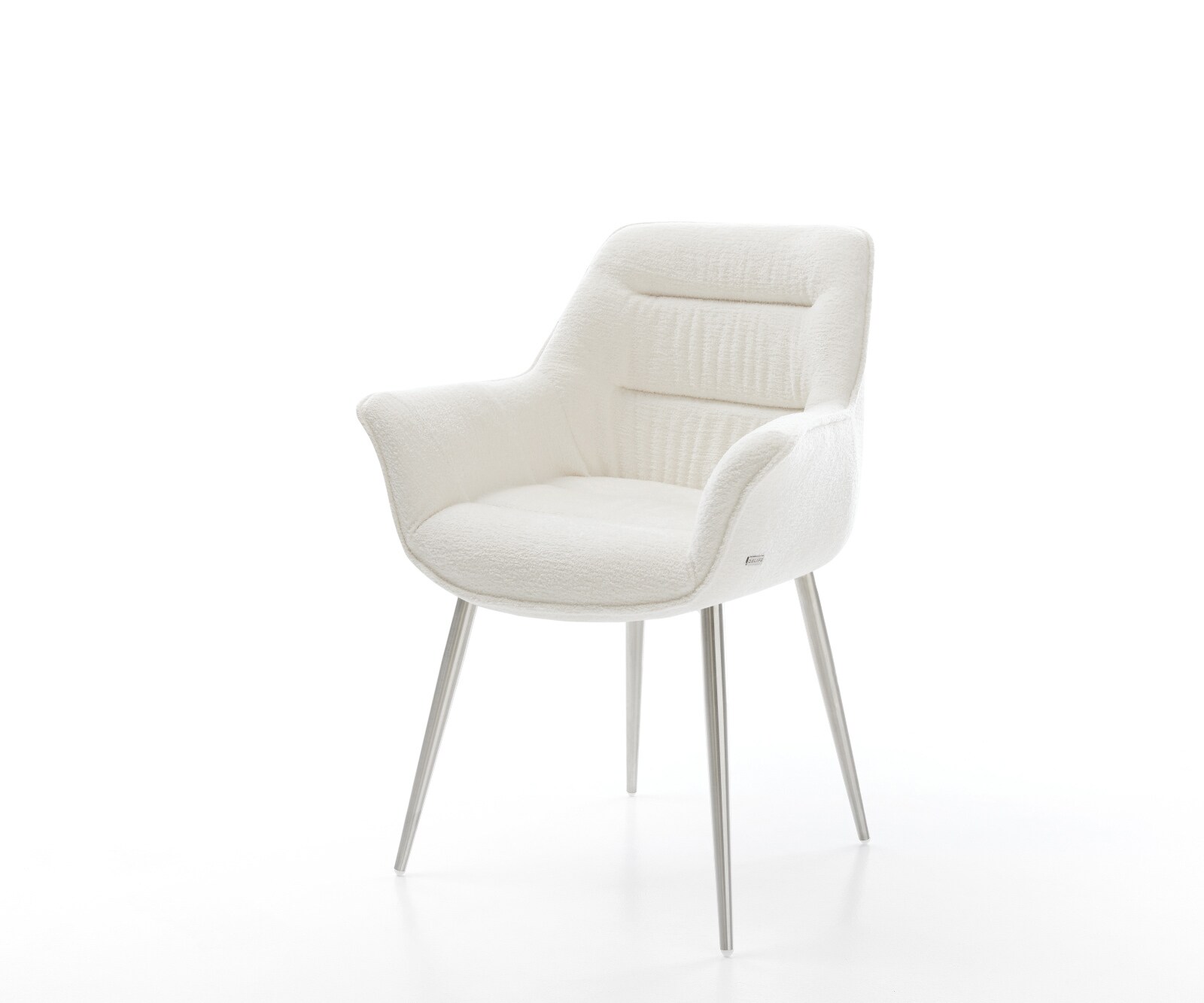 Eetkamerstoel Kaira-Flex bouclé zacht beige 4-poot conisch roestvrij staal 1